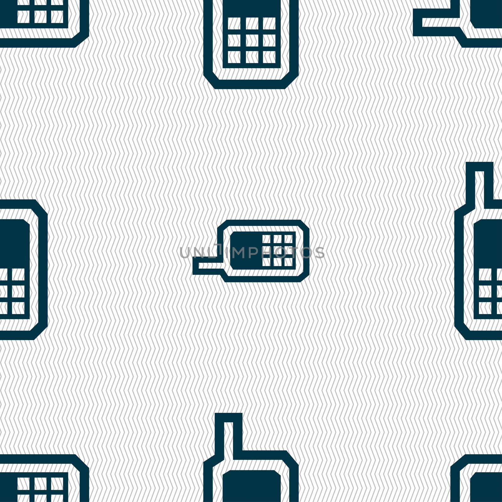 Mobile phone icon sign. Seamless pattern with geometric texture.  by serhii_lohvyniuk