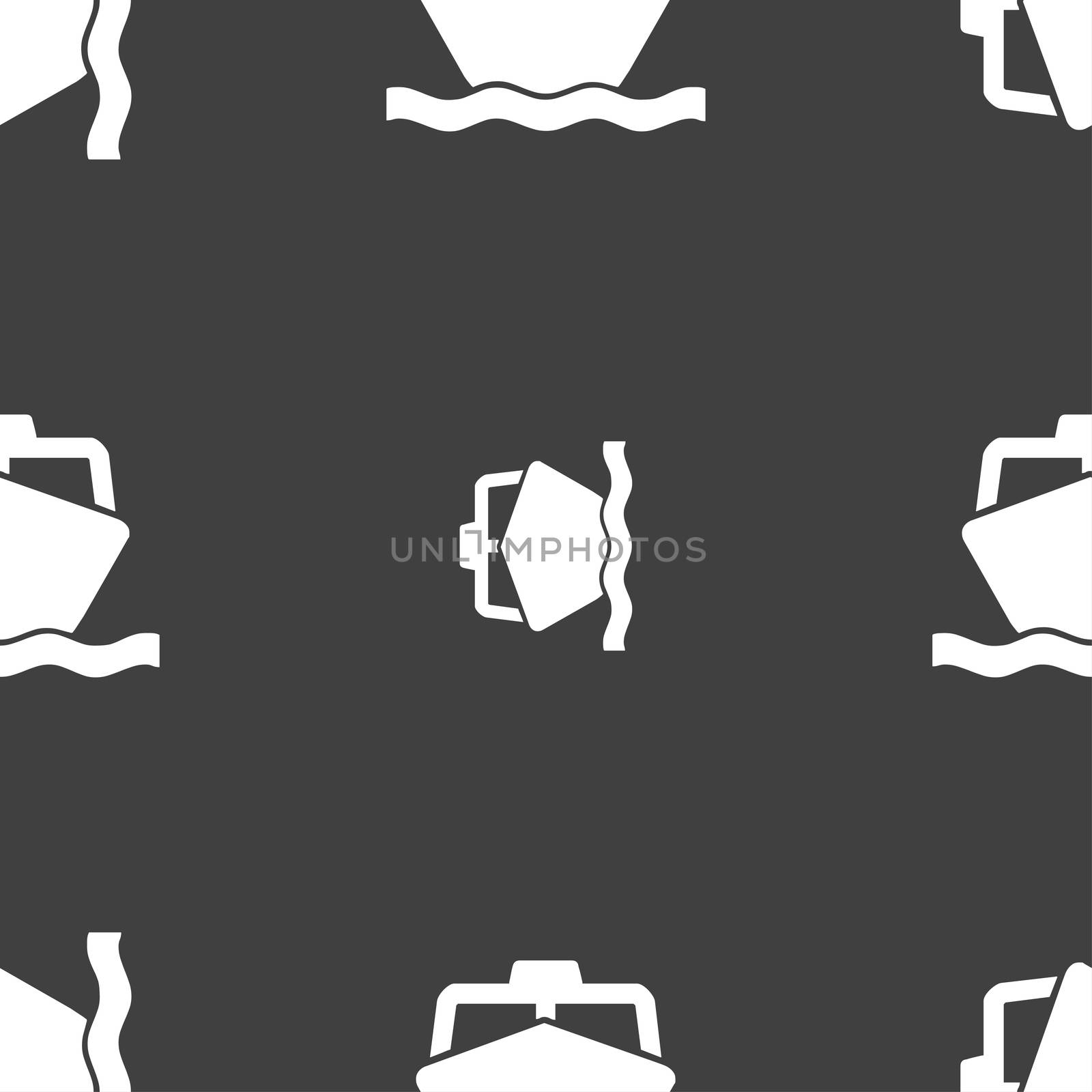 the boat icon sign. Seamless pattern on a gray background.  by serhii_lohvyniuk