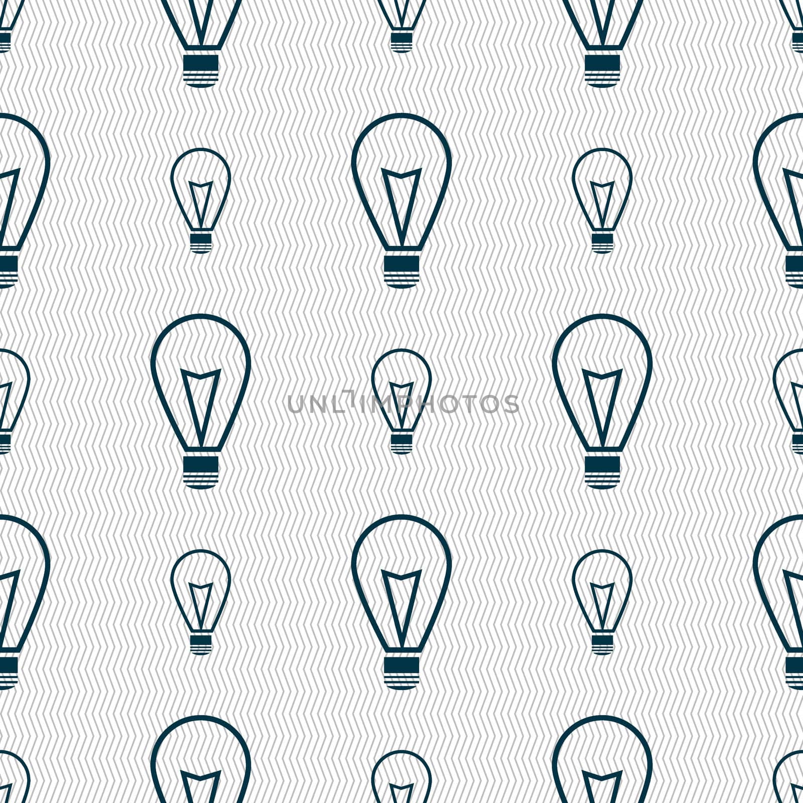 Light lamp sign icon. Idea symbol. Lightis on. Seamless abstract background with geometric shapes.  by serhii_lohvyniuk