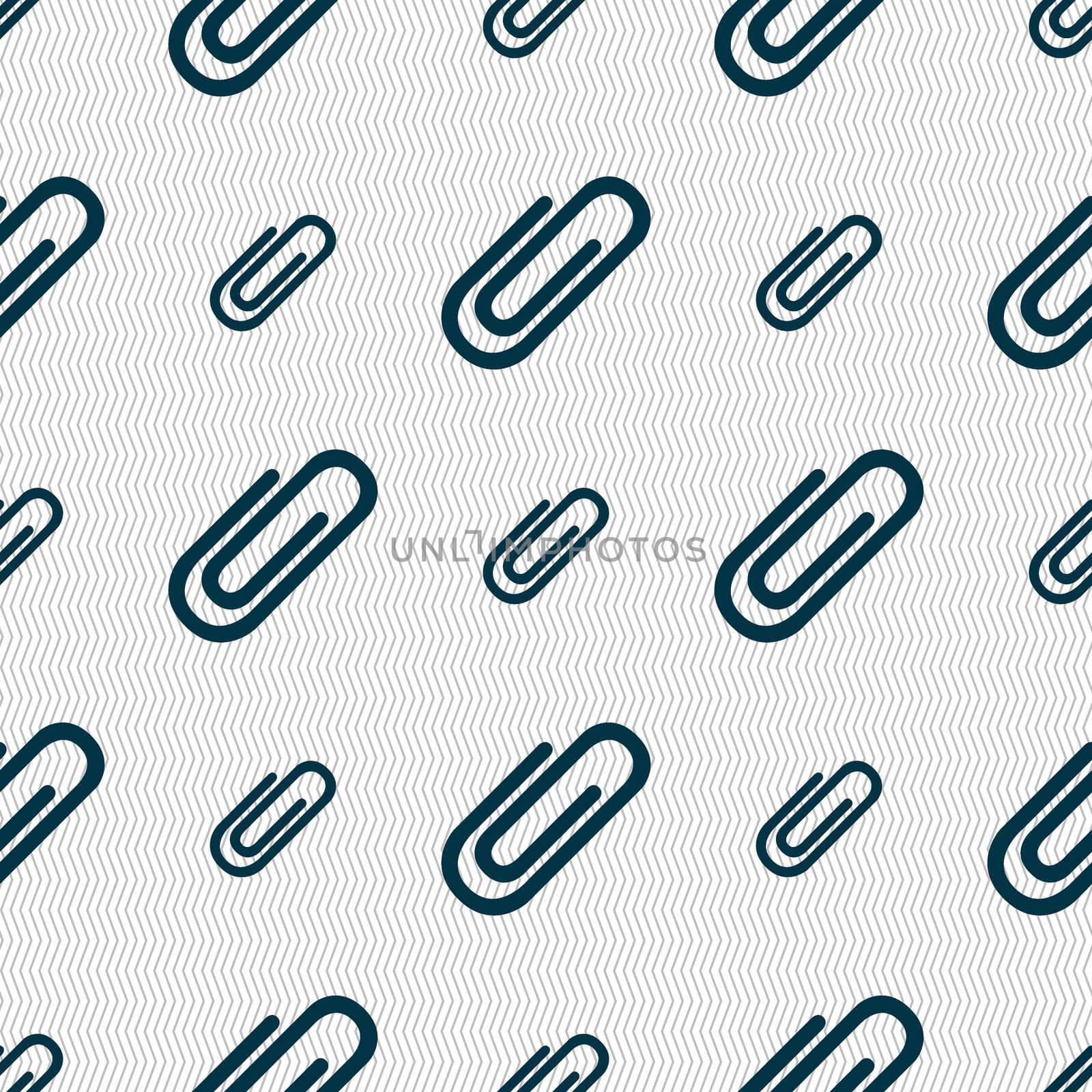 Paper clip sign icon. Clip symbol. Seamless abstract background with geometric shapes.  by serhii_lohvyniuk