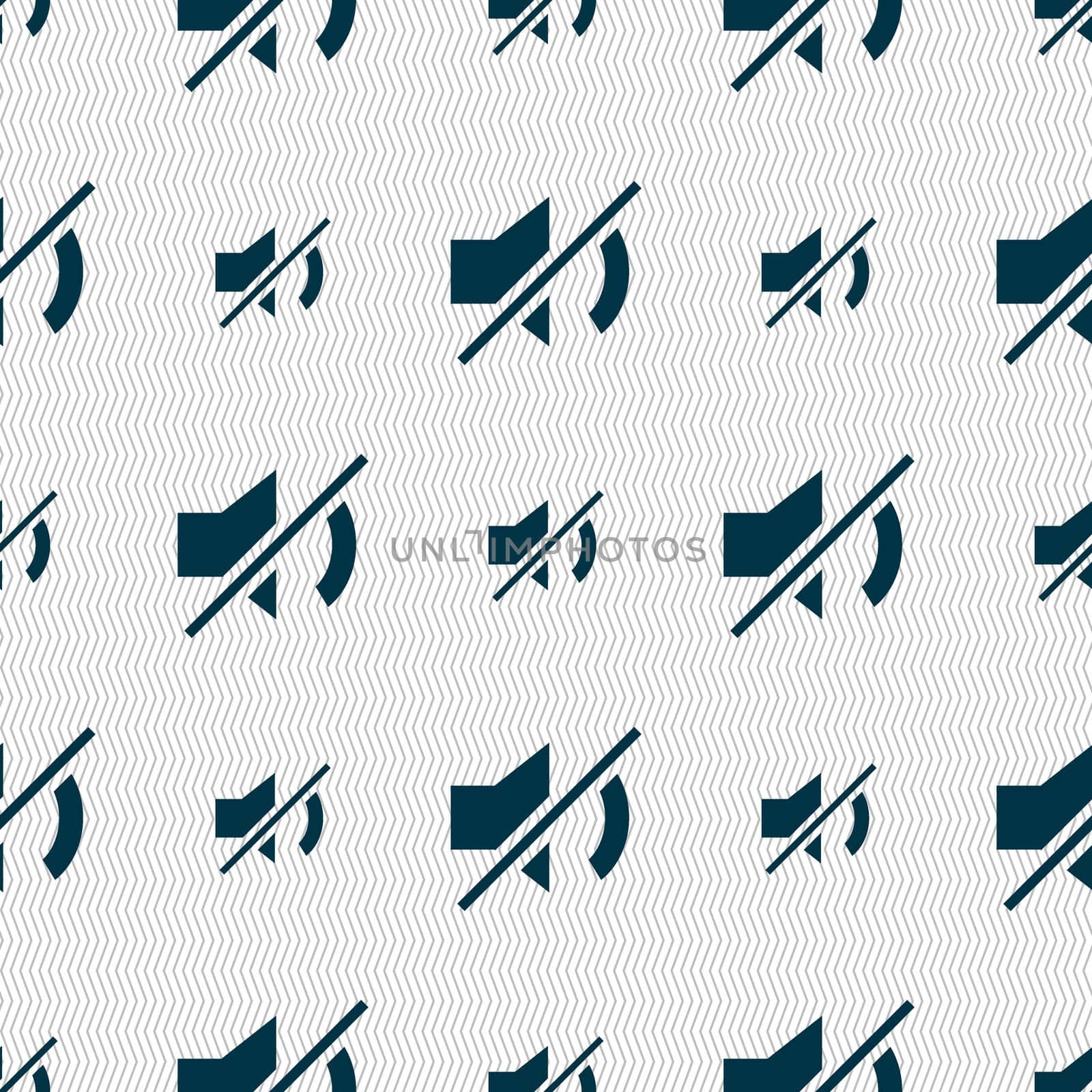 Mute speaker sign icon. Sound symbol. Seamless abstract background with geometric shapes.  by serhii_lohvyniuk