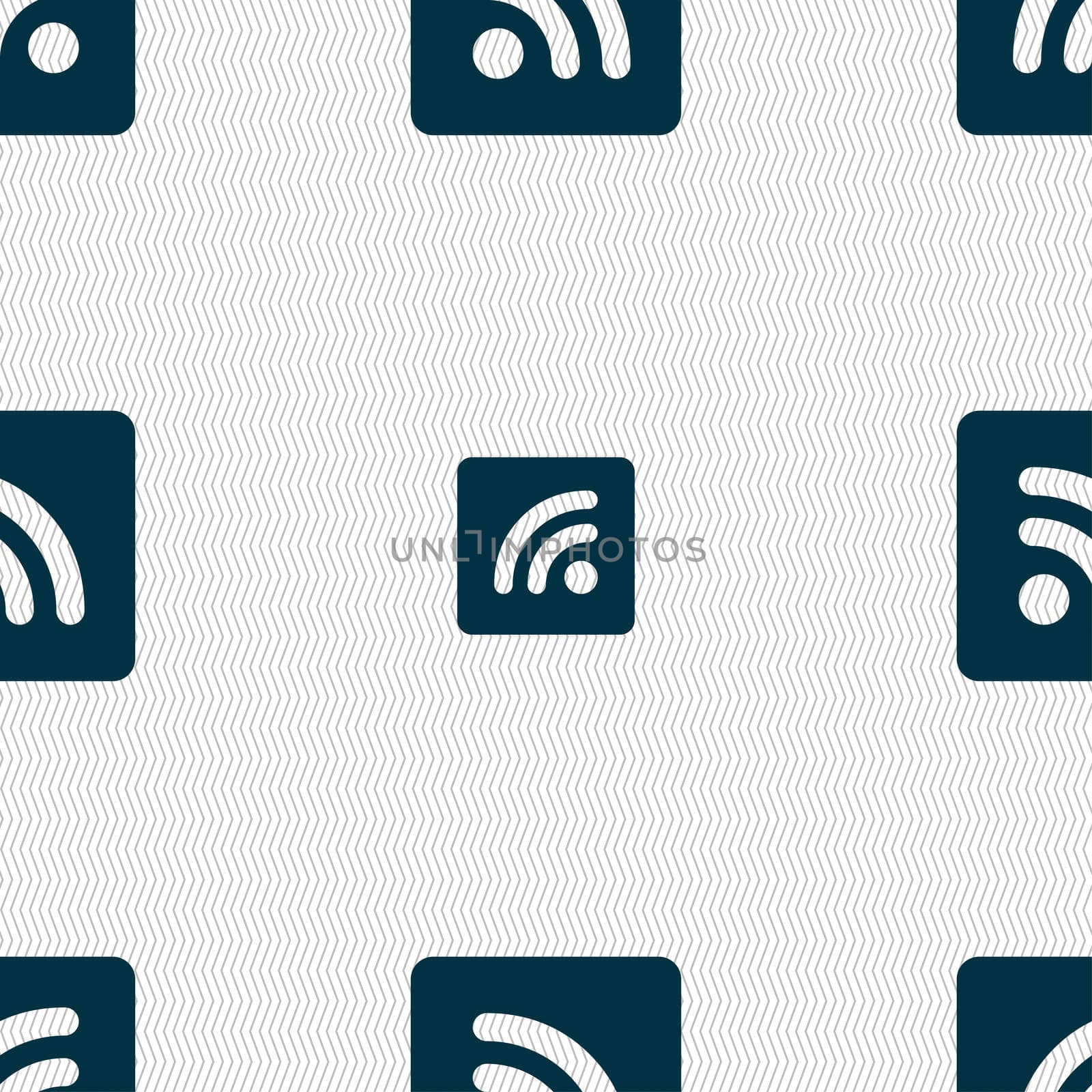 RSS feed icon sign. Seamless pattern with geometric texture. illustration