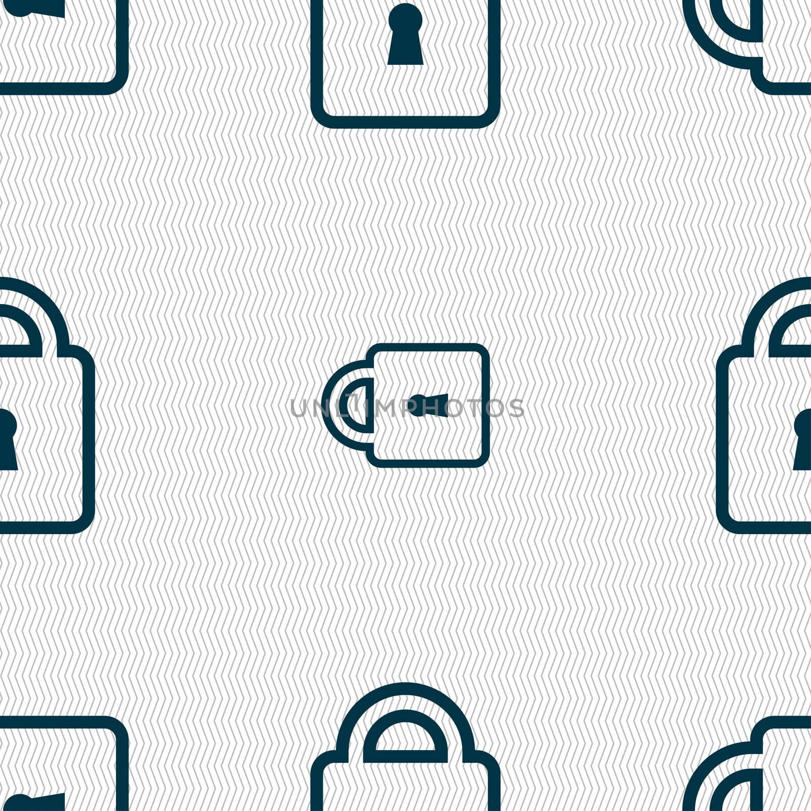 Lock icon sign. Seamless pattern with geometric texture. illustration