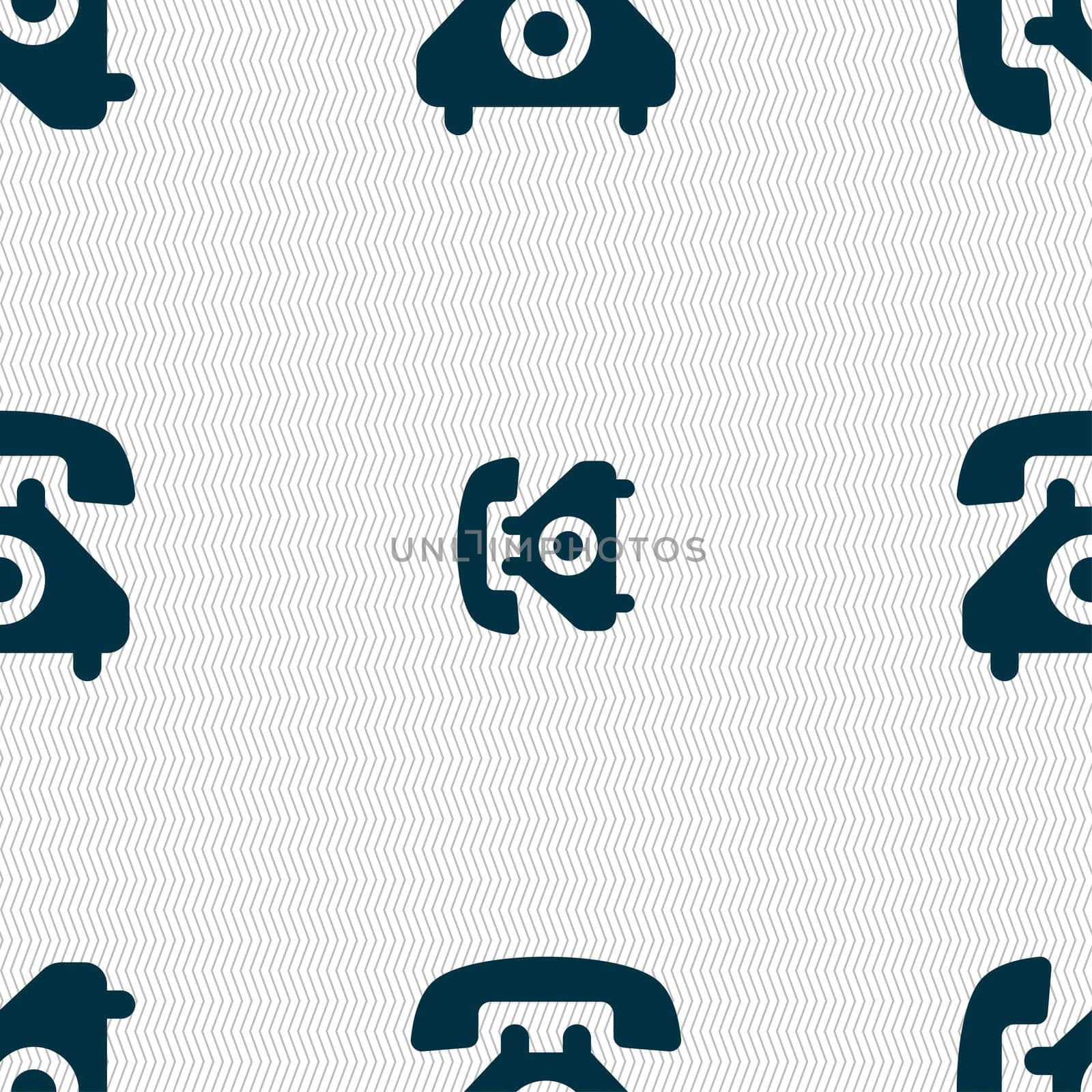 retro telephone handset icon sign. Seamless pattern with geometric texture. illustration