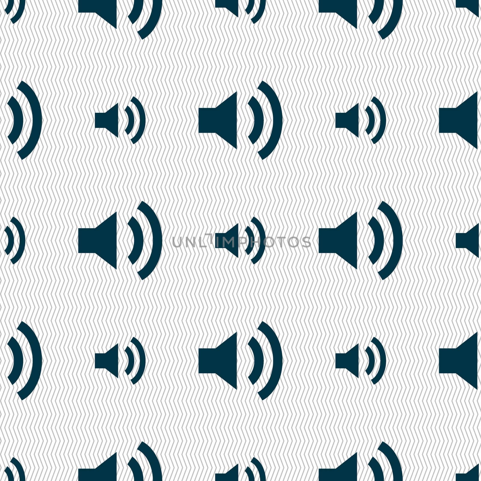 Speaker volume sign icon. Sound symbol. Seamless abstract background with geometric shapes.  by serhii_lohvyniuk