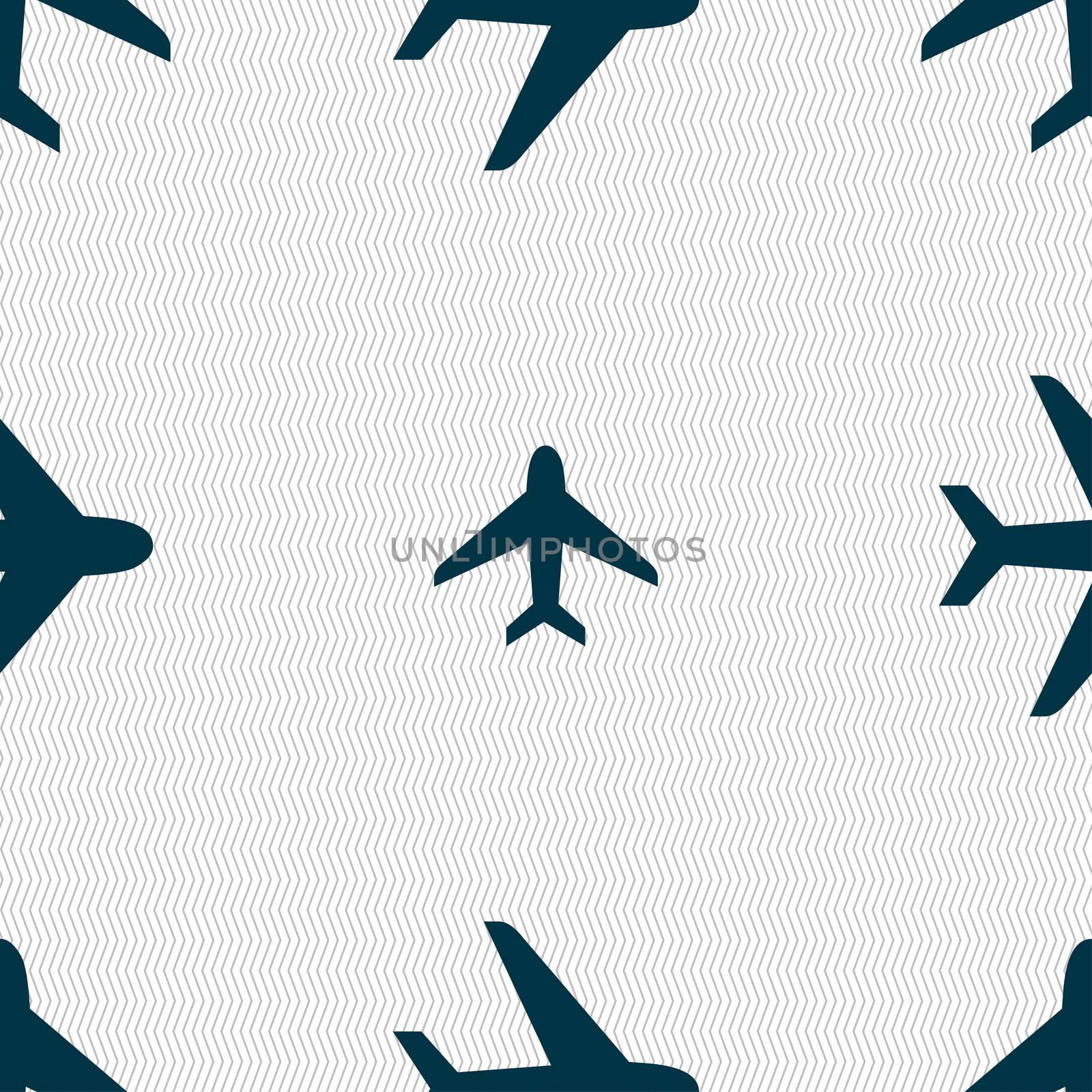 Plane icon sign. Seamless pattern with geometric texture.  by serhii_lohvyniuk