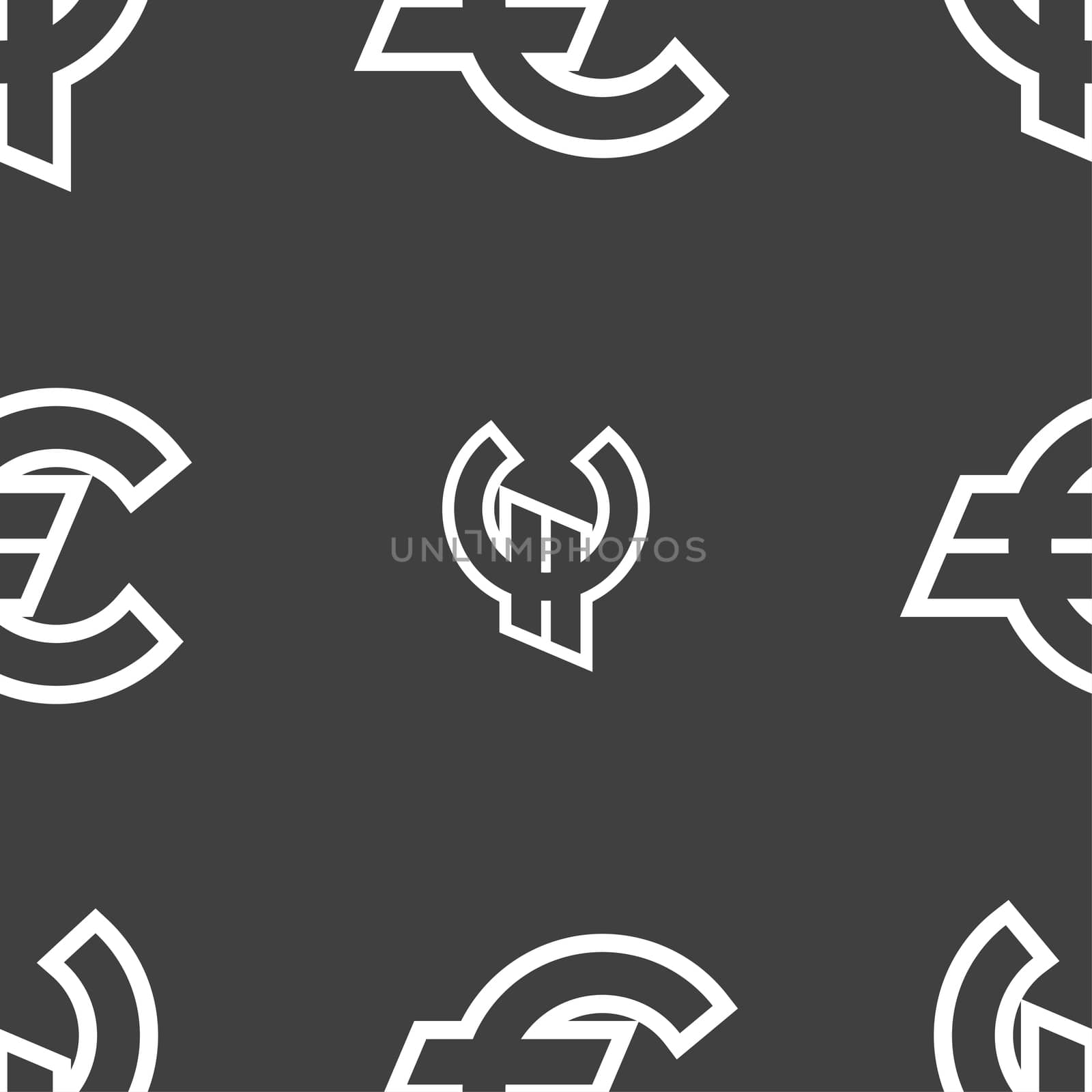 Euro EUR icon sign. Seamless pattern on a gray background. illustration