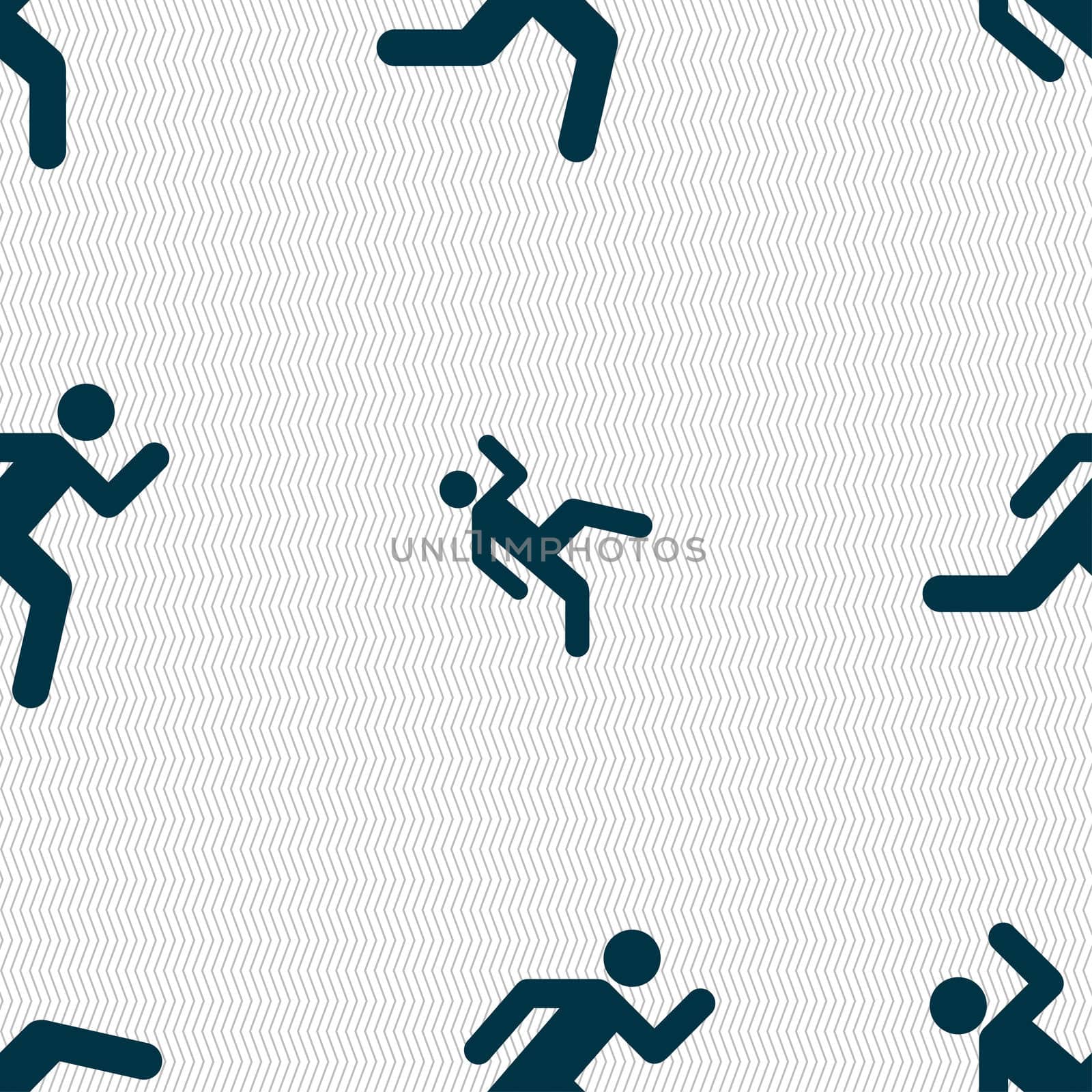 running man icon sign. Seamless pattern with geometric texture. illustration