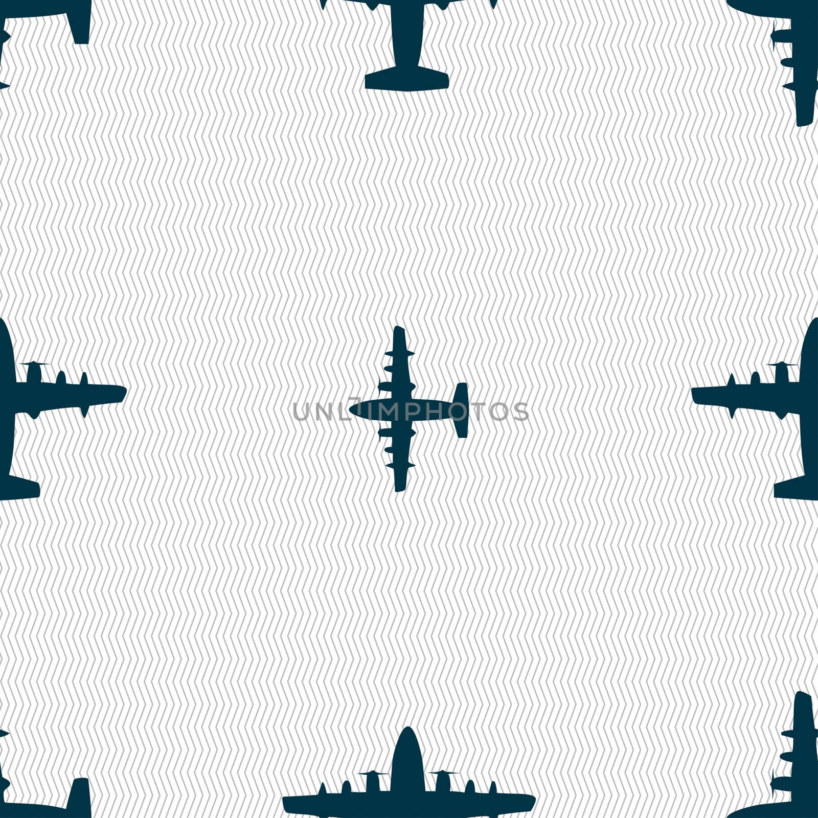 aircraft icon sign. Seamless pattern with geometric texture.  by serhii_lohvyniuk