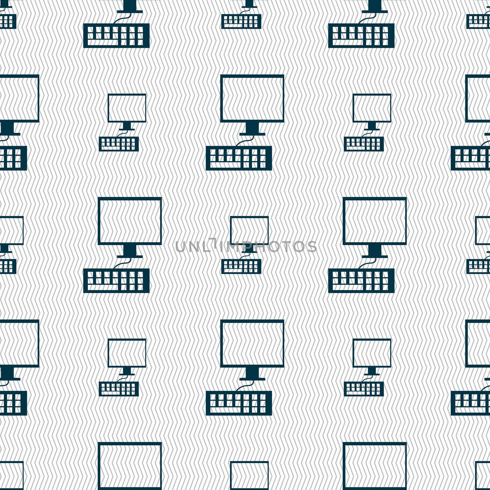 Computer monitor and keyboard Icon. Seamless abstract background with geometric shapes.  by serhii_lohvyniuk