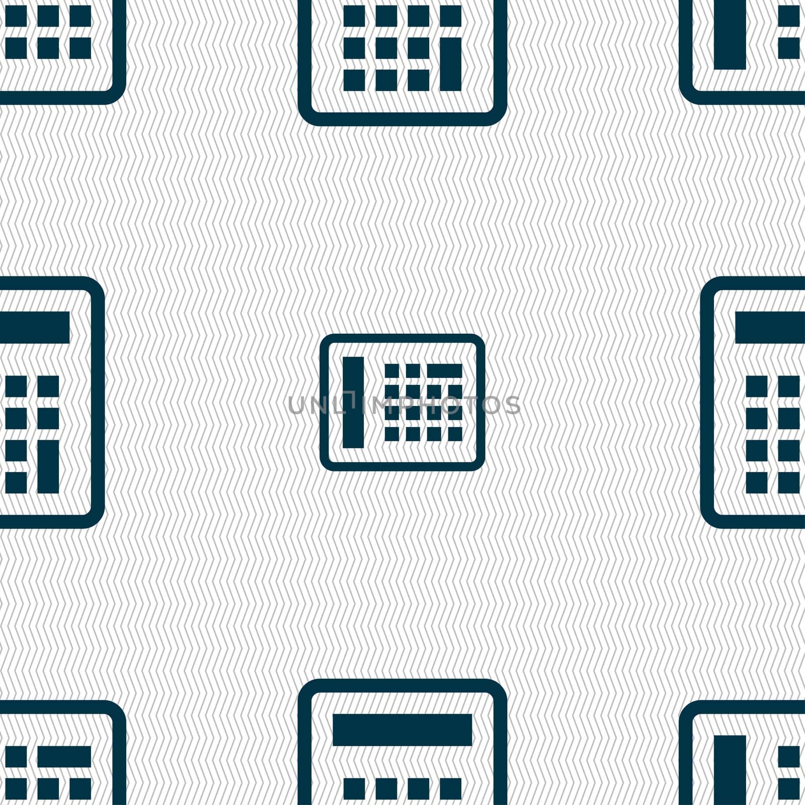 Calculator icon sign. Seamless pattern with geometric texture. illustration