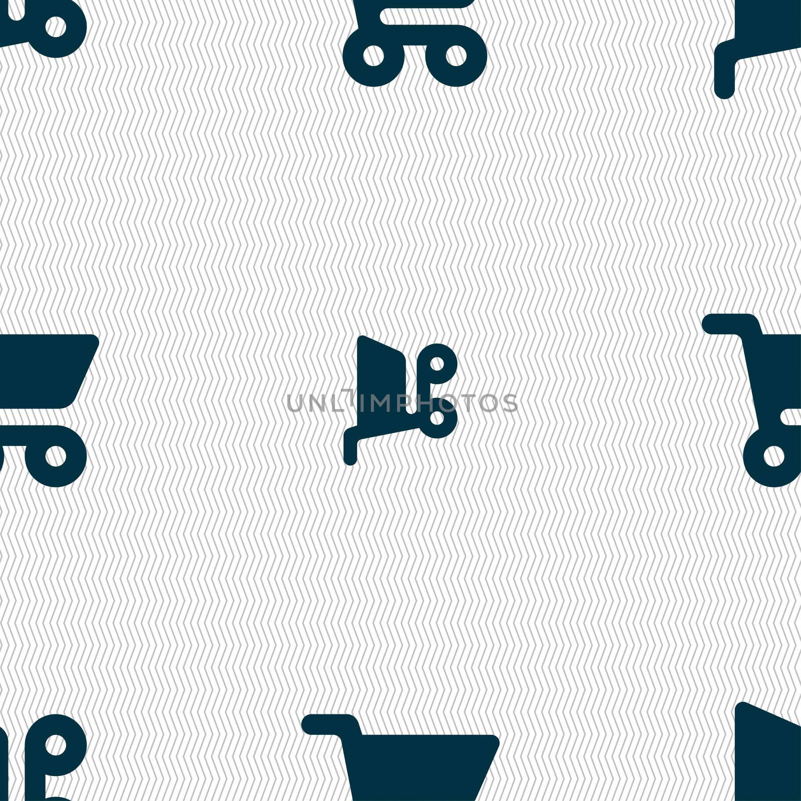 shopping basket icon sign. Seamless pattern with geometric texture. illustration