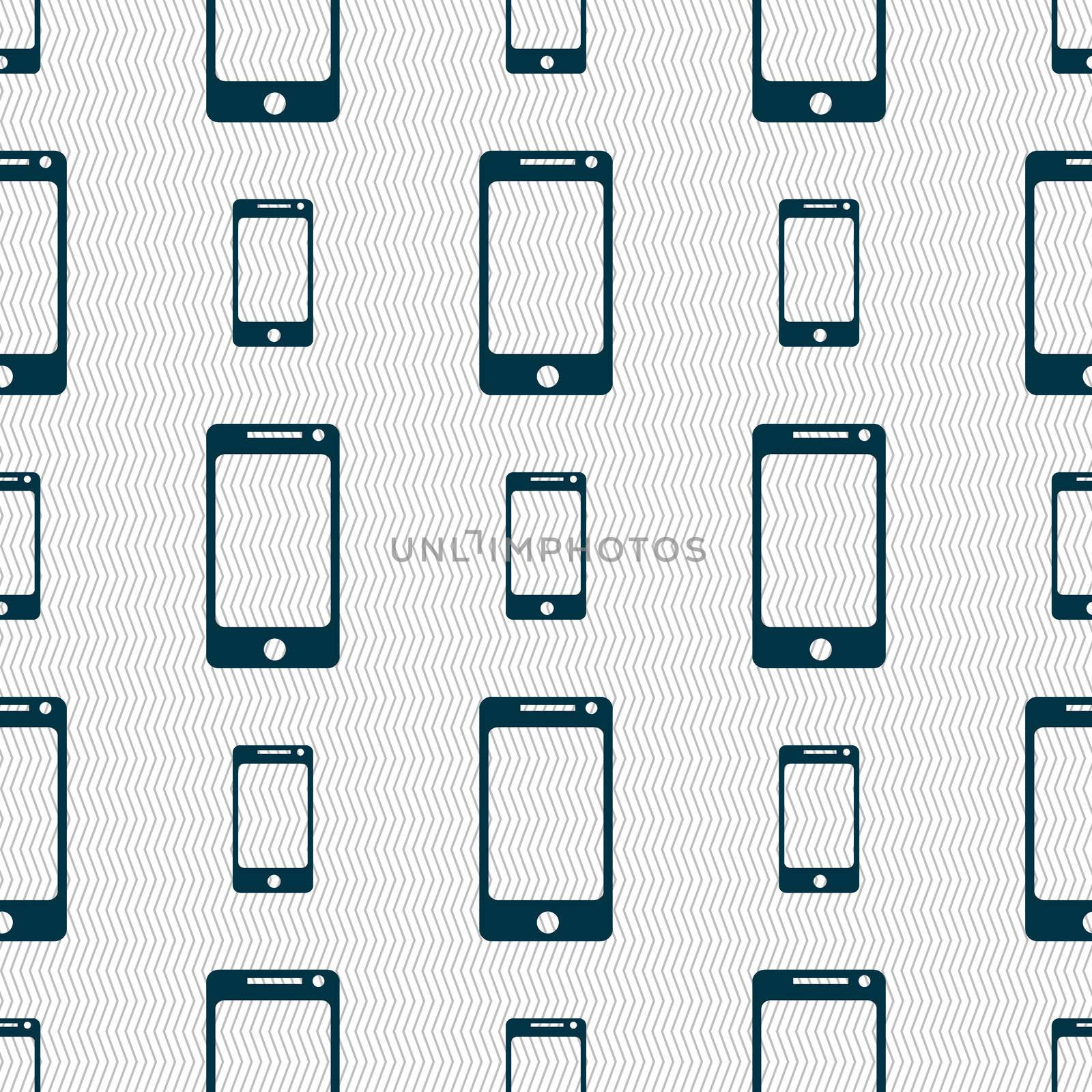 Smartphone sign icon. Support symbol. Call center. Seamless abstract background with geometric shapes. illustration
