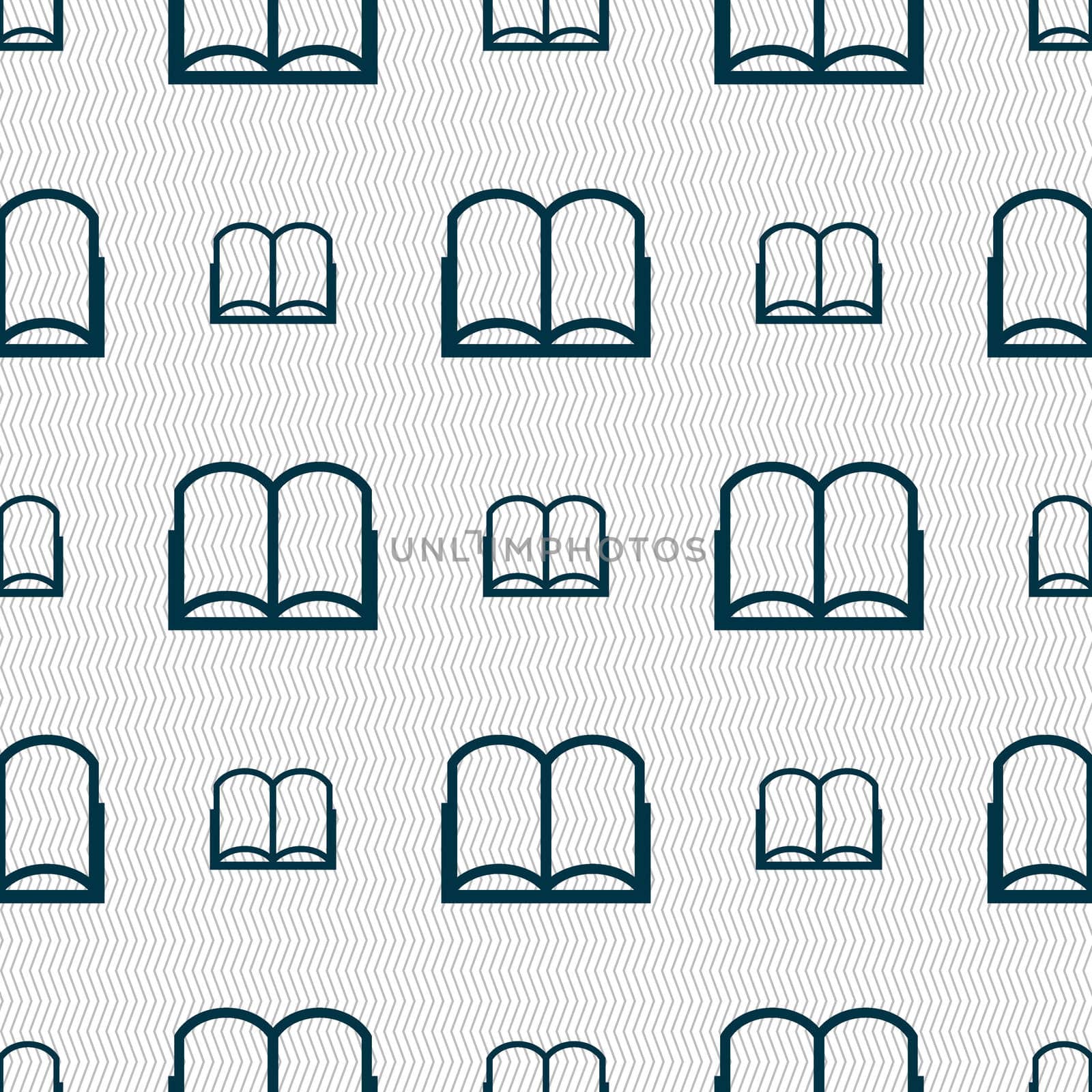 Book sign icon. Open book symbol. Seamless abstract background with geometric shapes.  by serhii_lohvyniuk