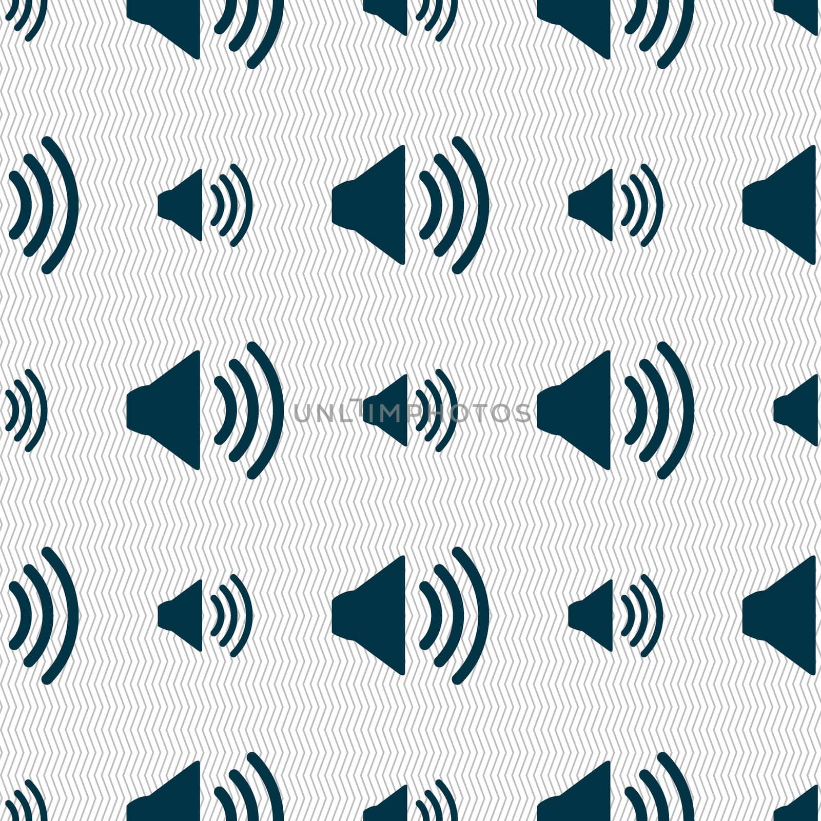 Speaker volume sign icon. Sound symbol. Seamless abstract background with geometric shapes. illustration