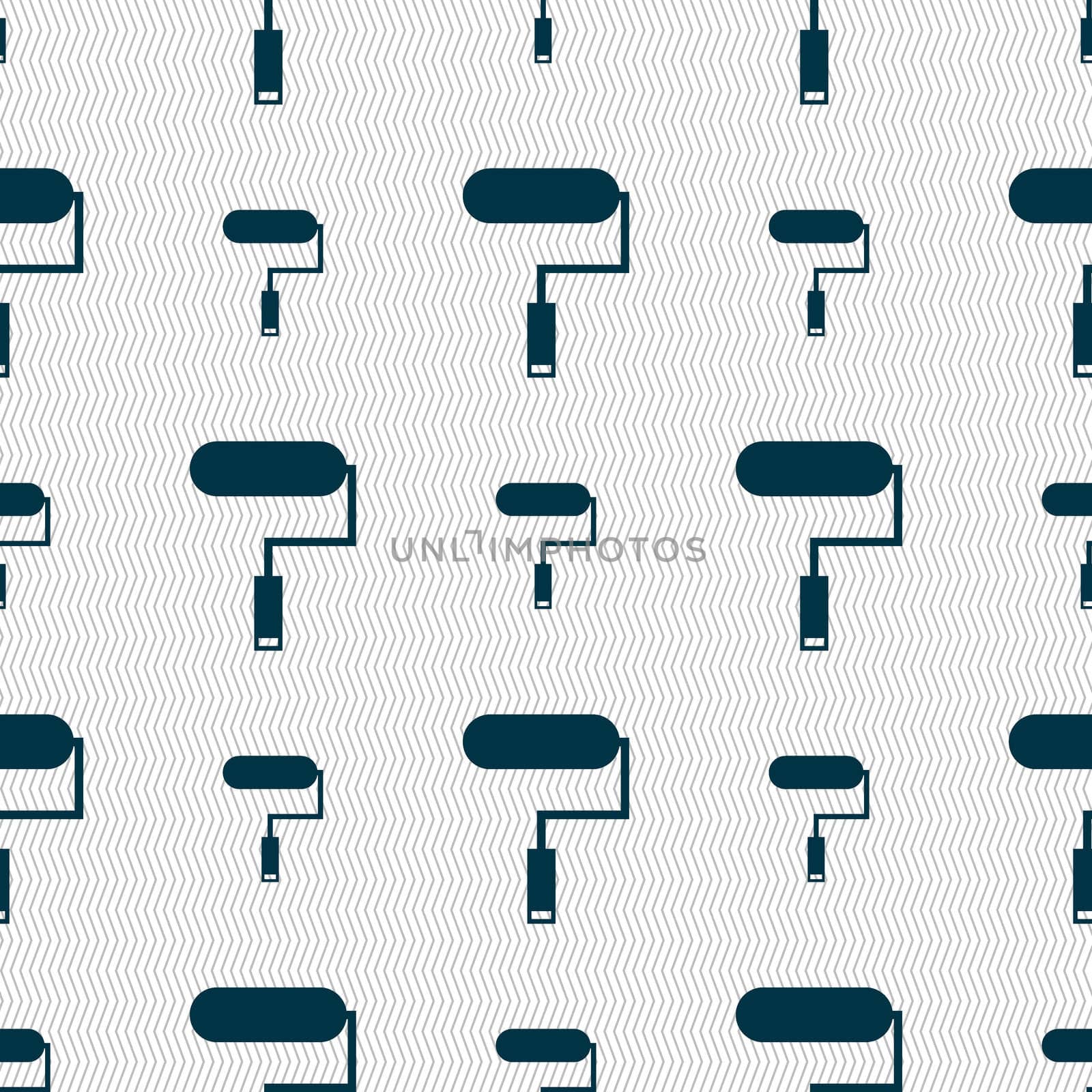 Paint roller sign icon. Painting tool symbol. Seamless abstract background with geometric shapes. illustration