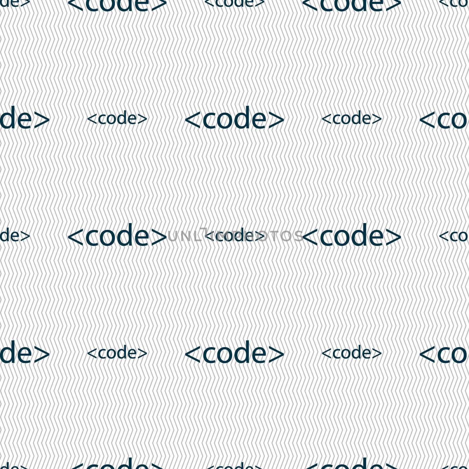 Code sign icon. Programming language symbol. Seamless abstract background with geometric shapes. illustration