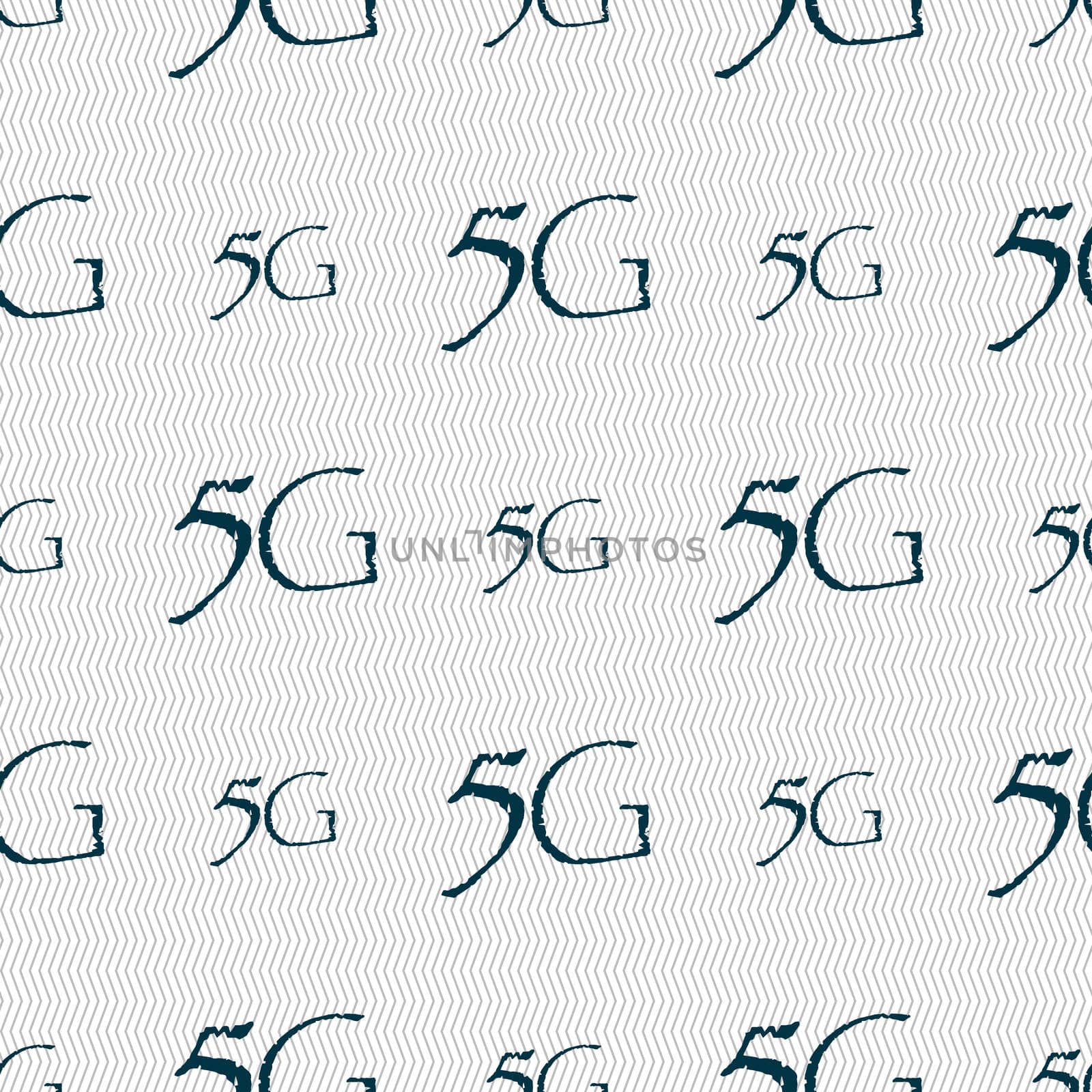 5G sign icon. Mobile telecommunications technology symbol. Seamless abstract background with geometric shapes. illustration