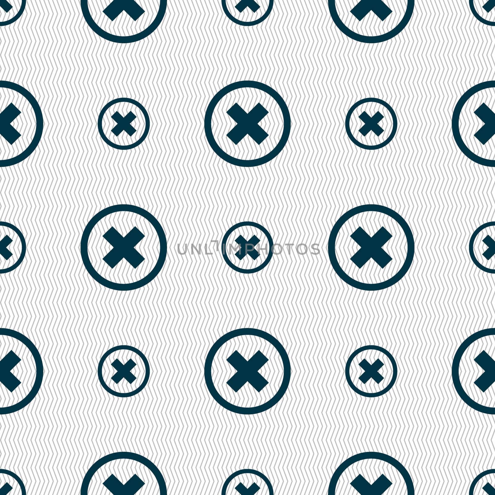 Cancel icon. no sign. Seamless abstract background with geometric shapes. illustration