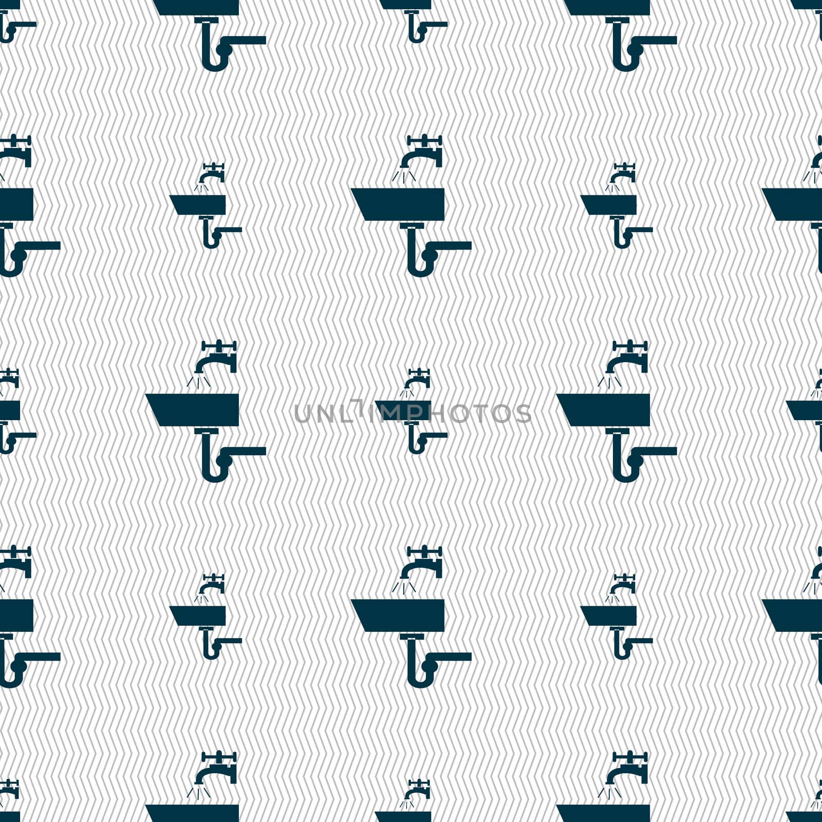 Washbasin icon sign. Seamless abstract background with geometric shapes. illustration
