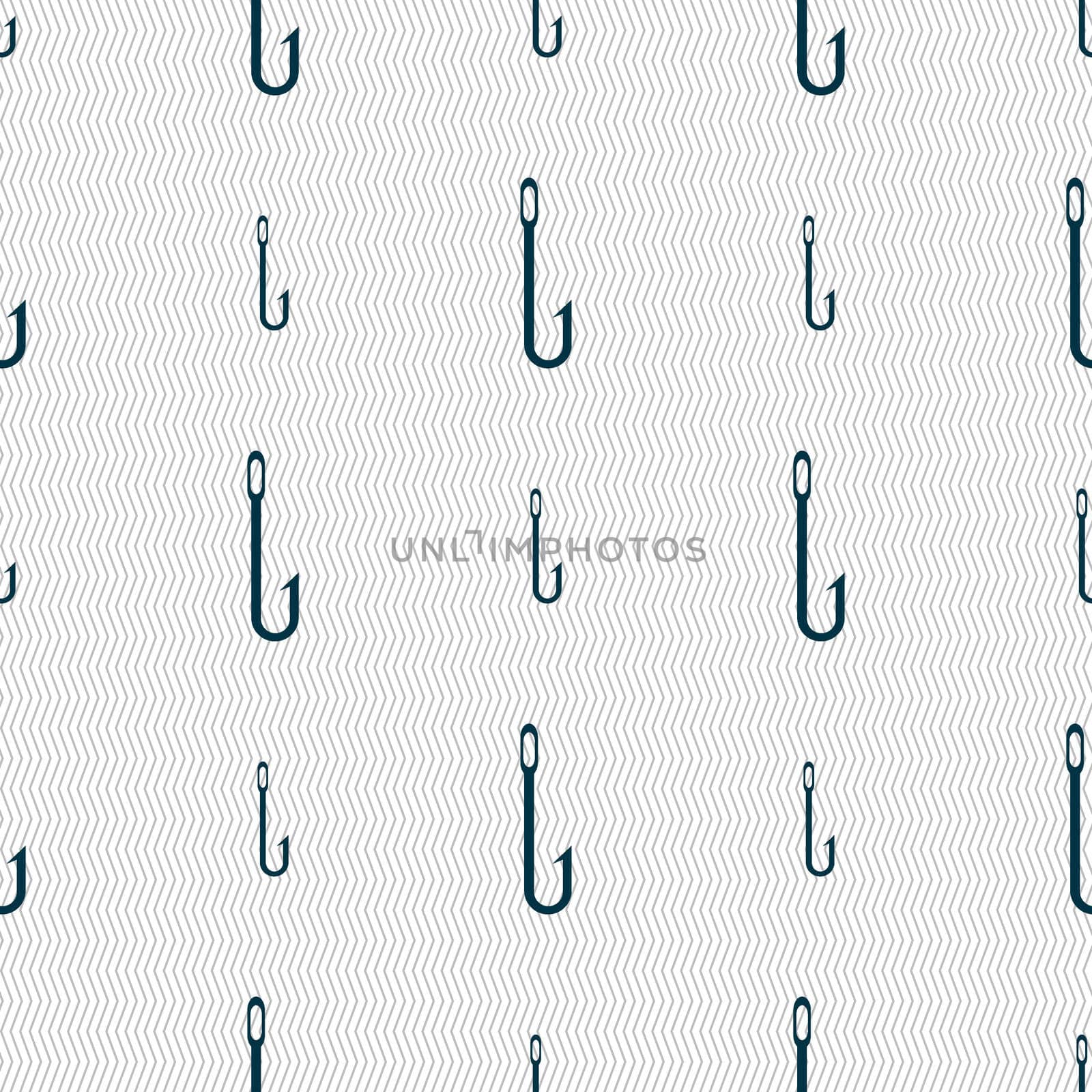 Fishing hook icon sign. Seamless abstract background with geometric shapes. illustration