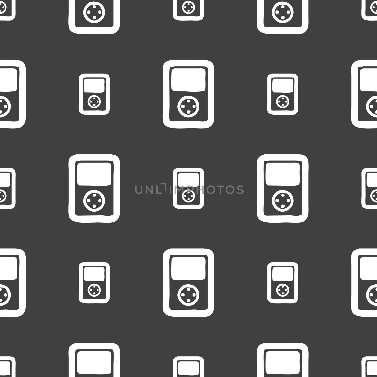 Tetris, video game console icon sign. Seamless pattern on a gray background. illustration