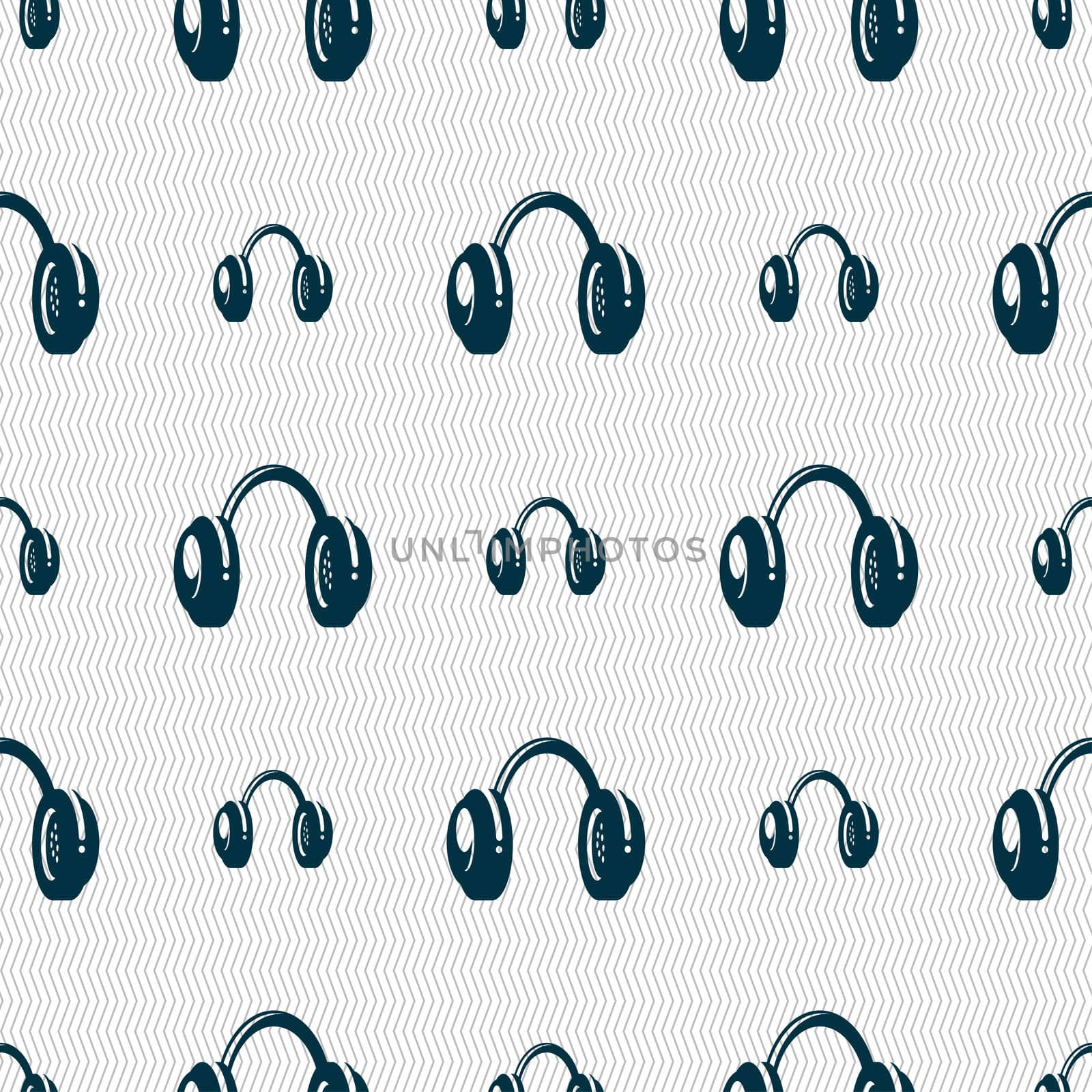 headsets icon sign. Seamless pattern with geometric texture. illustration