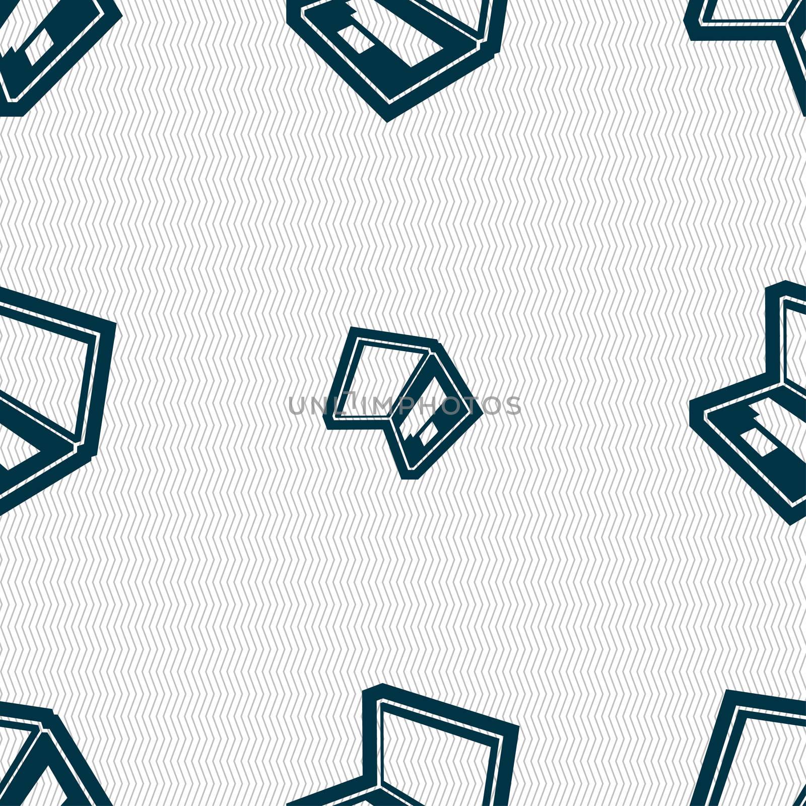 Laptop icon sign. Seamless pattern with geometric texture.  by serhii_lohvyniuk