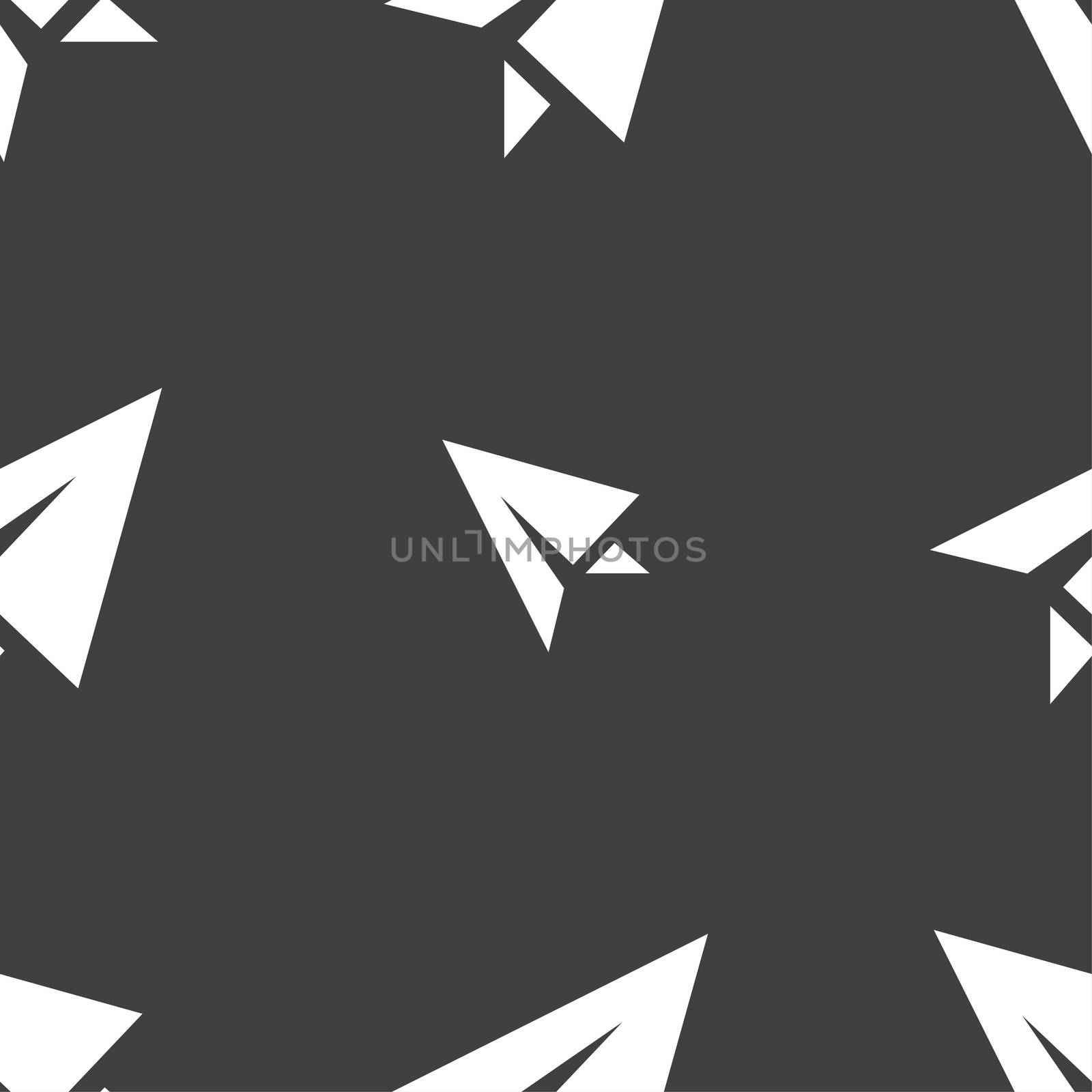 Paper airplane icon sign. Seamless pattern on a gray background. illustration