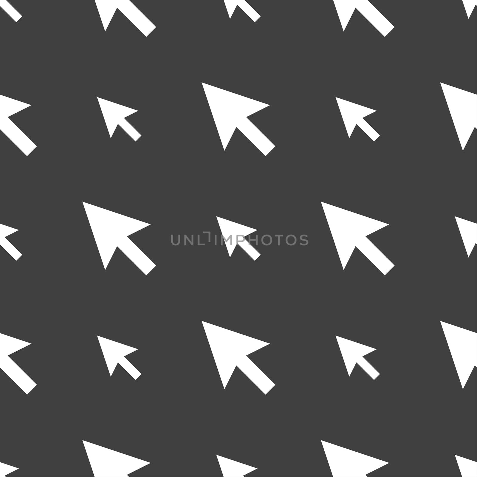 arrow cursor, computer mouse icon sign. Seamless pattern on a gray background.  by serhii_lohvyniuk