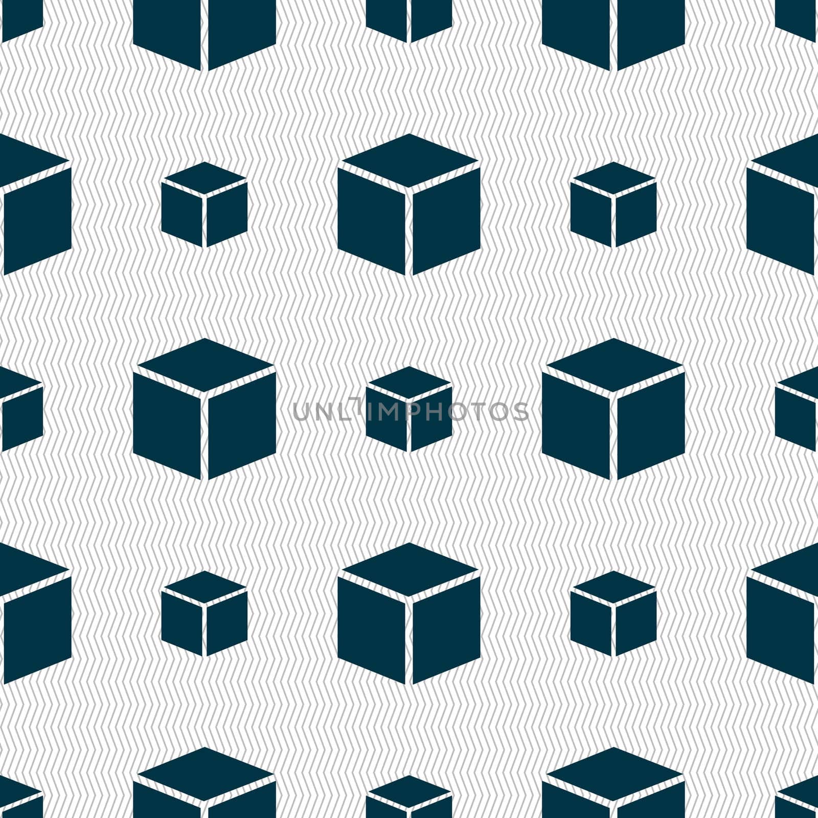 3d cube icon sign. Seamless abstract background with geometric shapes. illustration