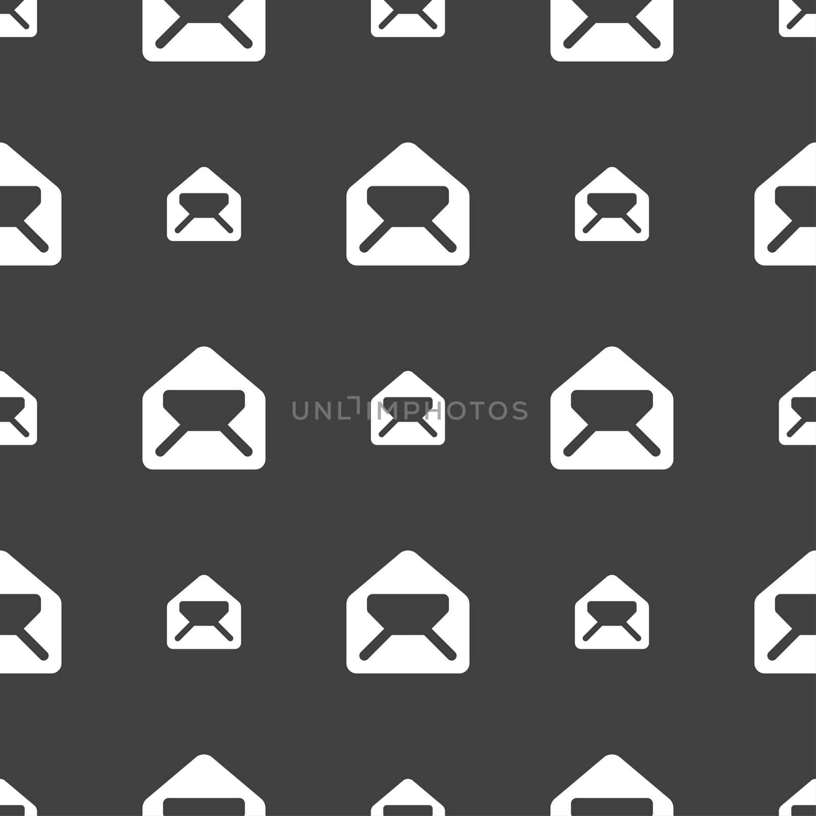 Mail, envelope, letter icon sign. Seamless pattern on a gray background.  by serhii_lohvyniuk