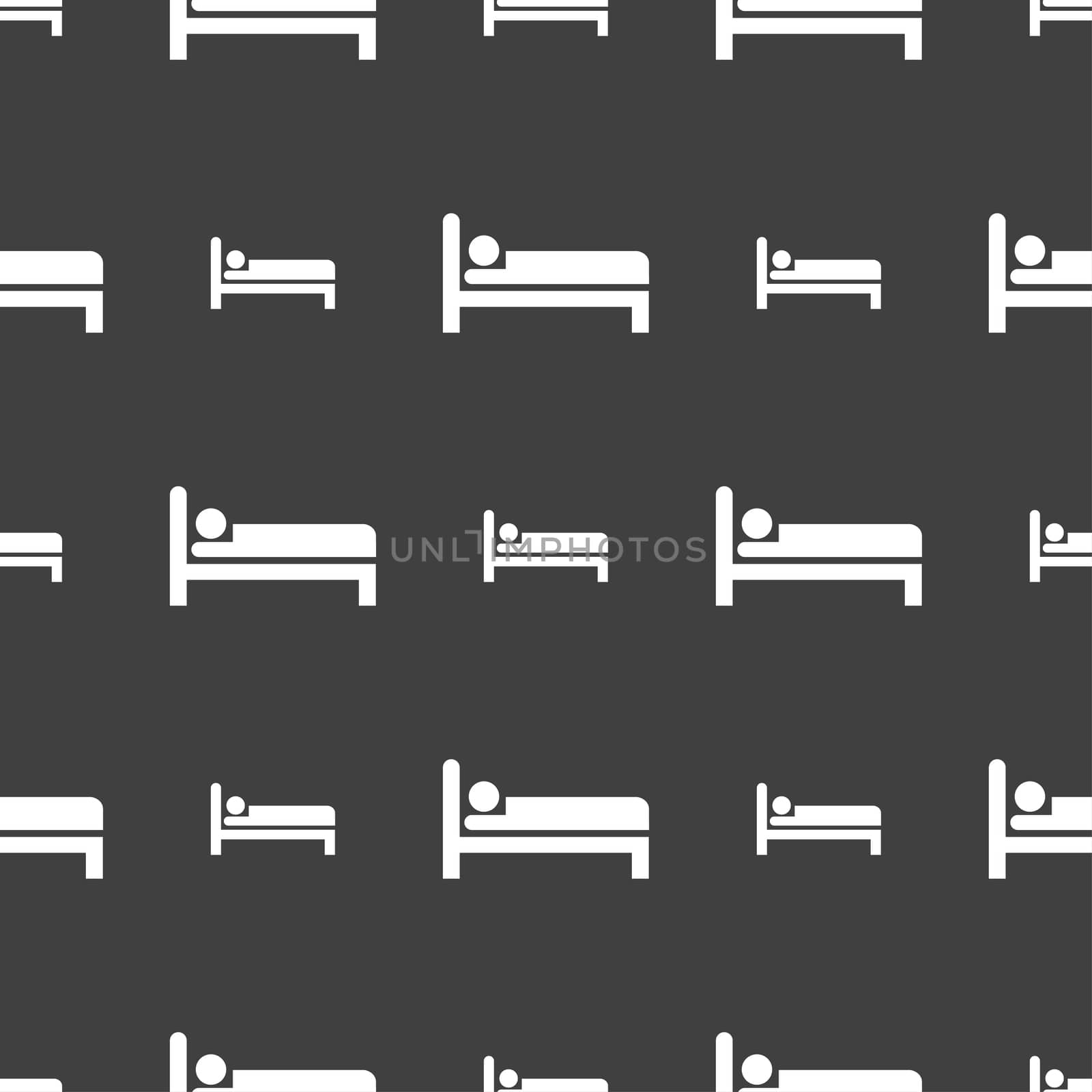 Hotel icon sign. Seamless pattern on a gray background. illustration