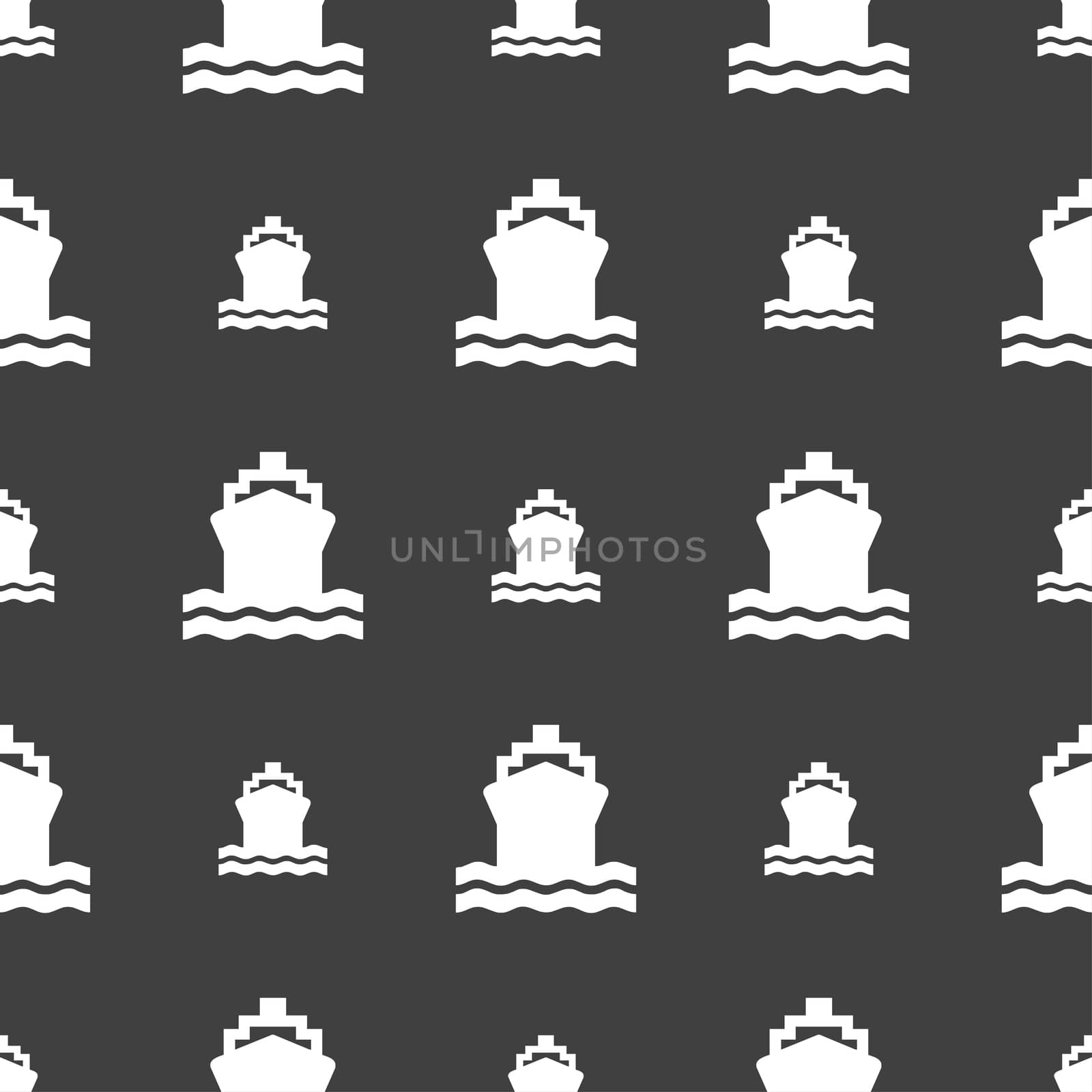 ship icon sign. Seamless pattern on a gray background.  by serhii_lohvyniuk