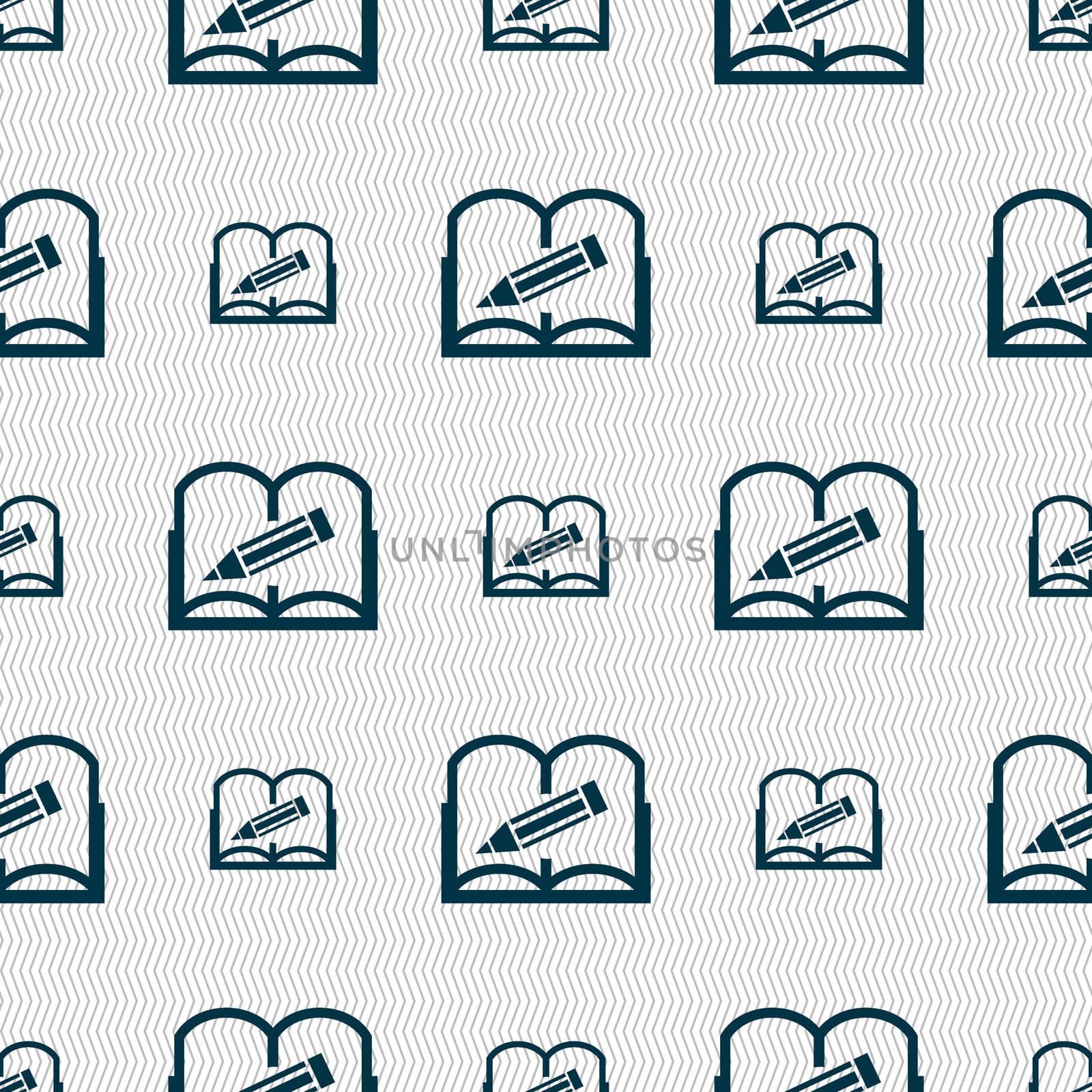 Book sign icon. Open book symbol. Seamless abstract background with geometric shapes.  by serhii_lohvyniuk