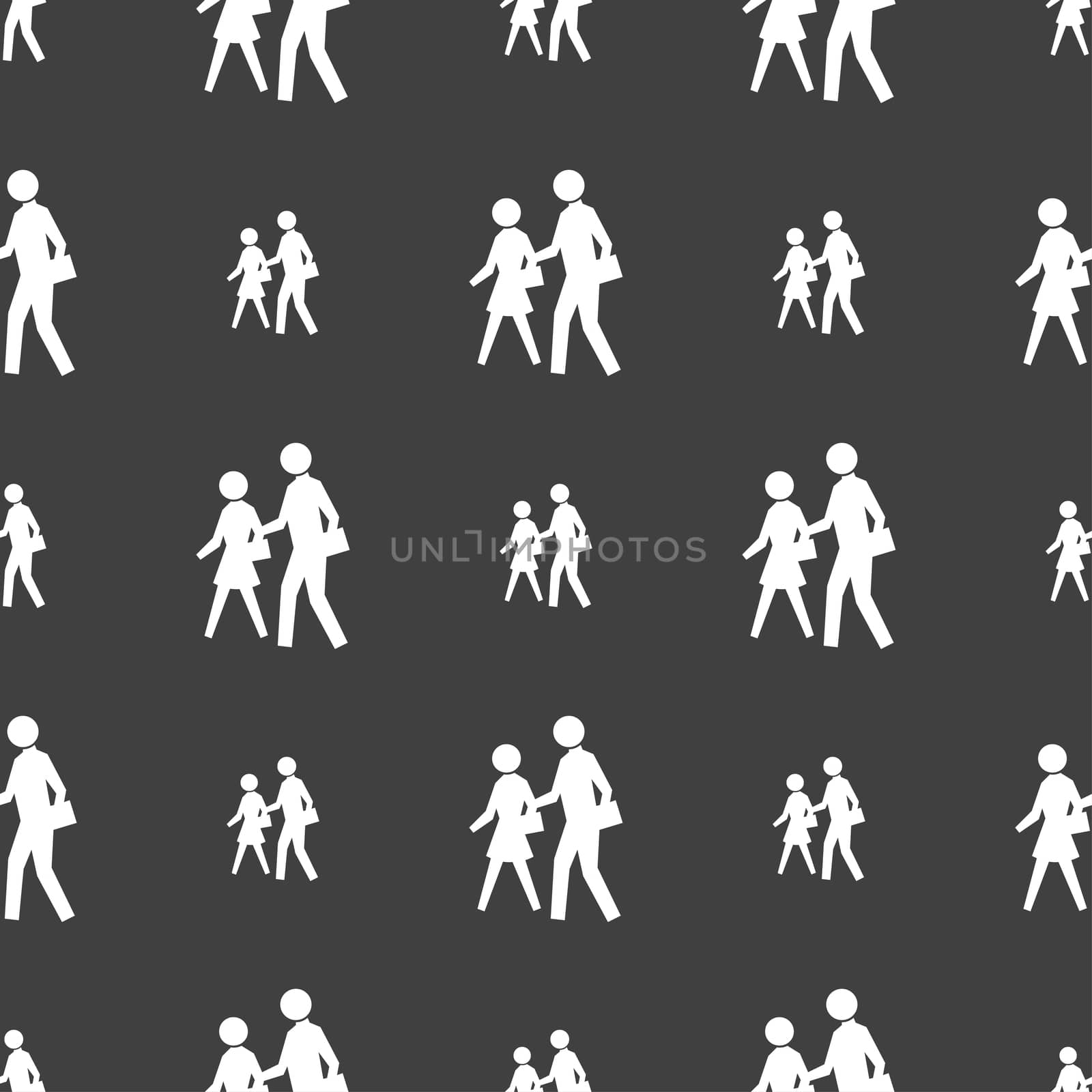 crosswalk icon sign. Seamless pattern on a gray background. illustration