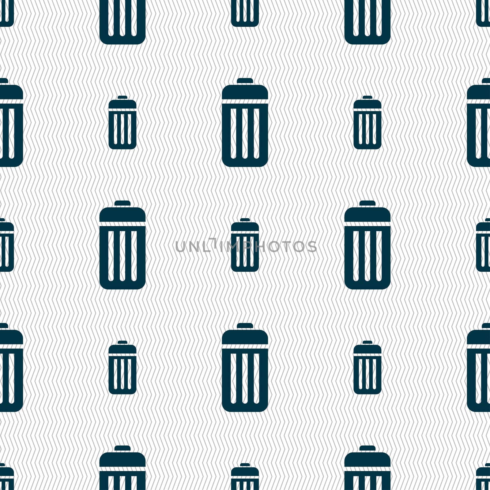 The trash icon sign. Seamless pattern with geometric texture. illustration