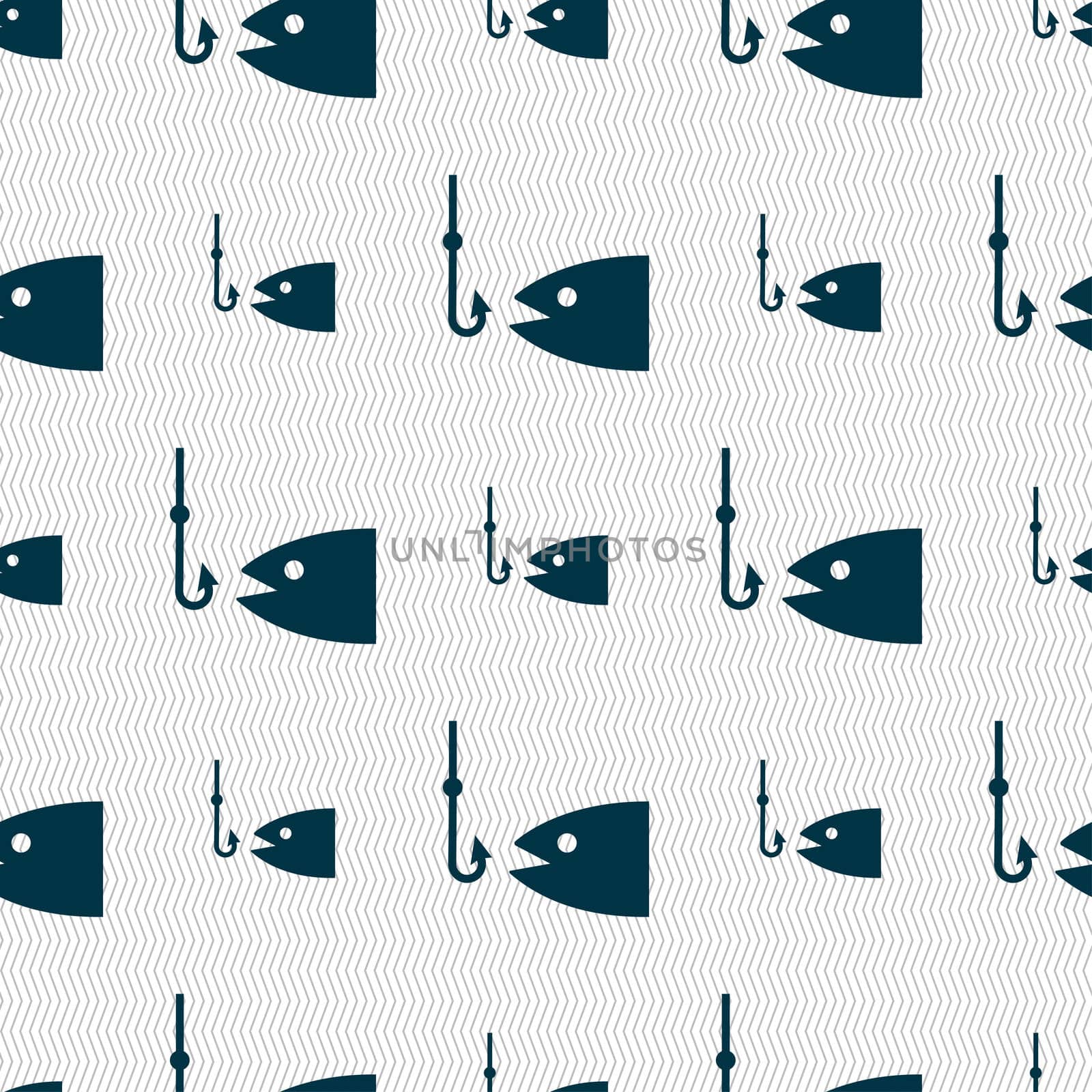 Fishing icon sign. Seamless pattern with geometric texture.  by serhii_lohvyniuk