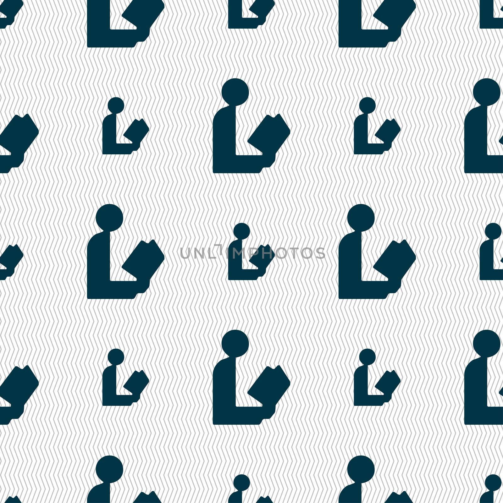 read a book icon sign. Seamless pattern with geometric texture. illustration