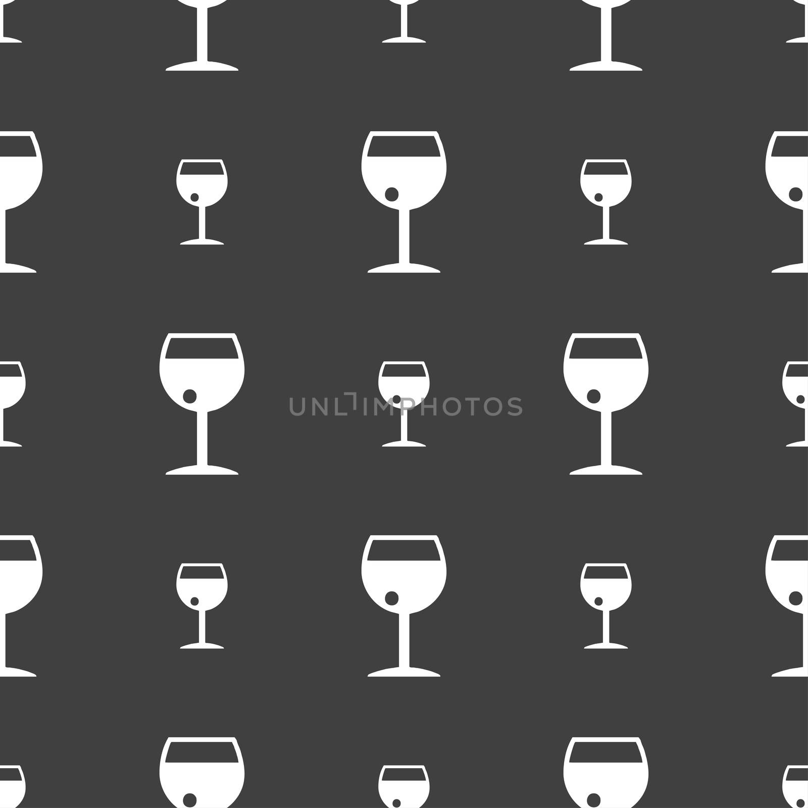 glass of wine icon sign. Seamless pattern on a gray background. illustration