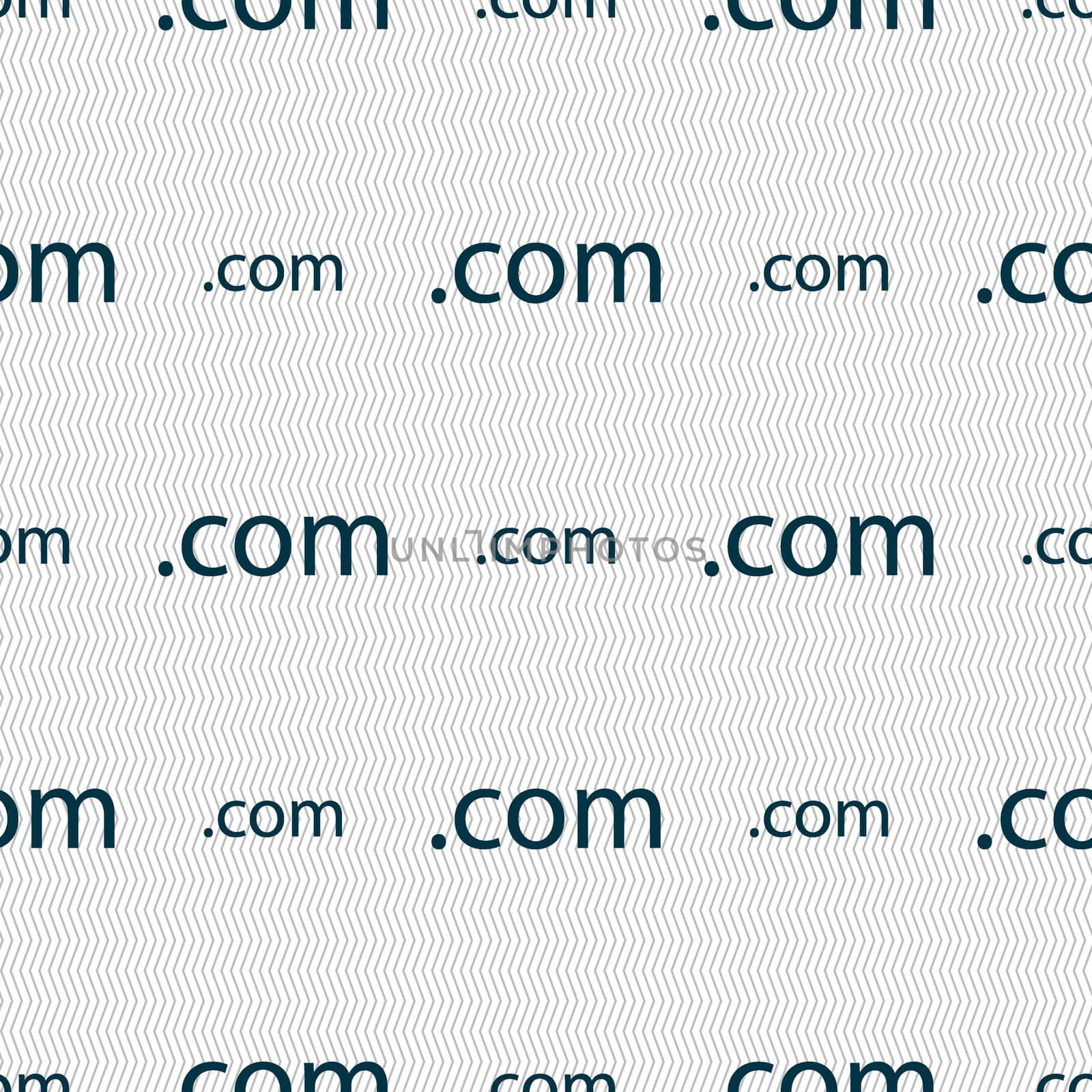 Domain COM sign icon. Top-level internet domain symbol. Seamless abstract background with geometric shapes. illustration