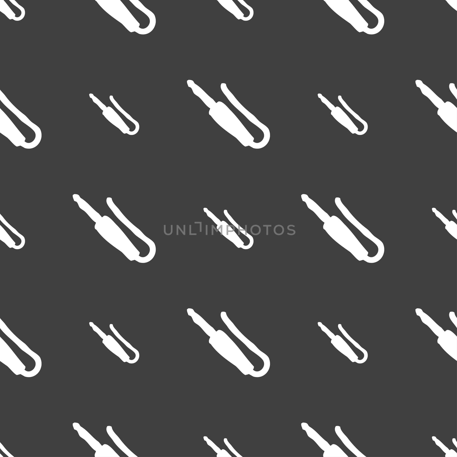 plug, mini jack icon sign. Seamless pattern on a gray background.  by serhii_lohvyniuk
