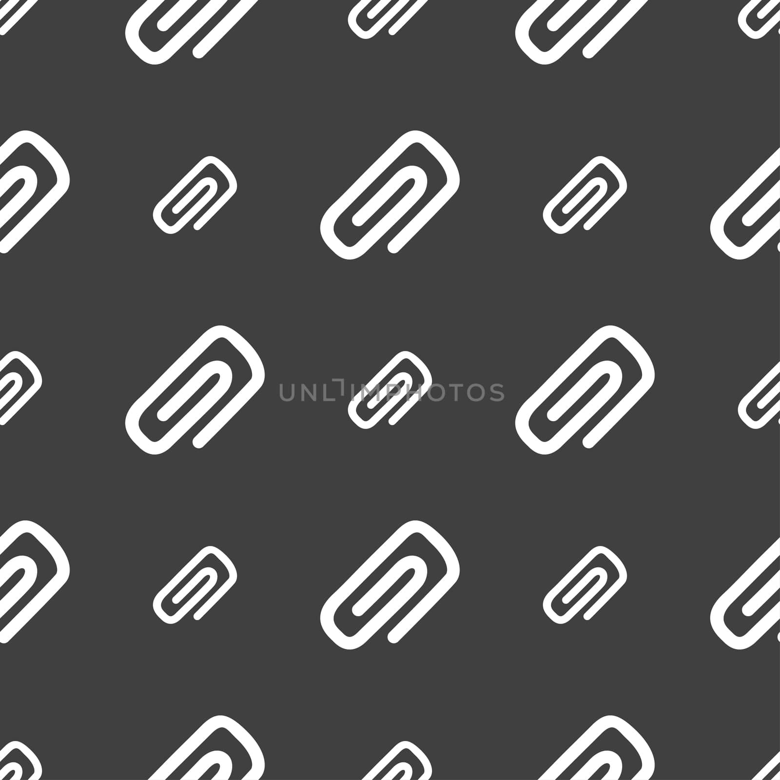 clip to paper icon sign. Seamless pattern on a gray background. illustration