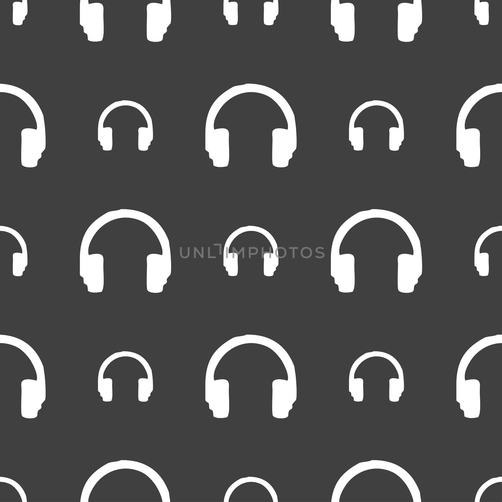 headsets icon sign. Seamless pattern on a gray background.  by serhii_lohvyniuk