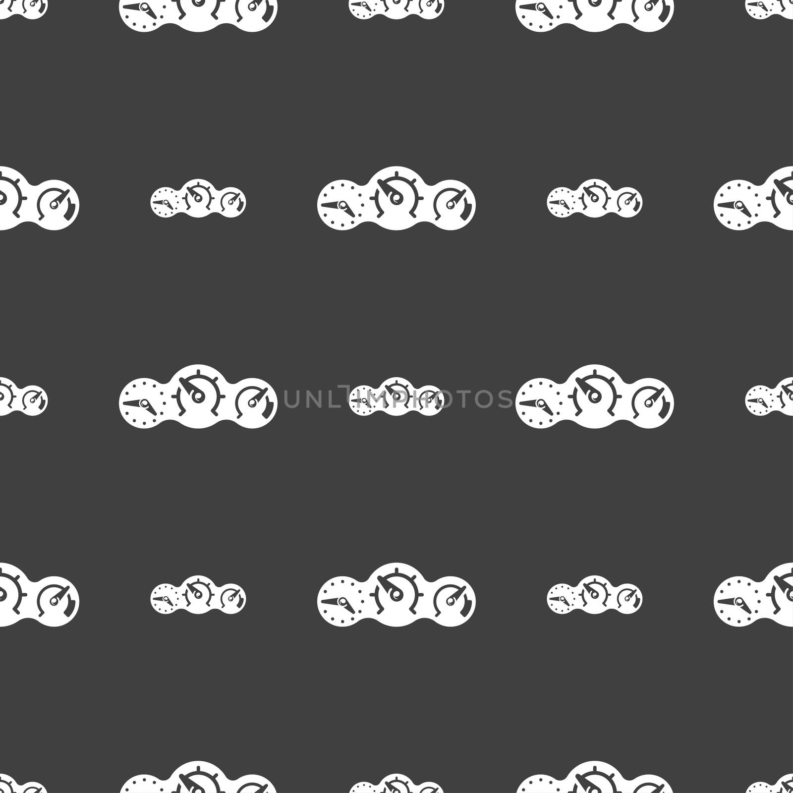 speed, speedometer icon sign. Seamless pattern on a gray background.  by serhii_lohvyniuk
