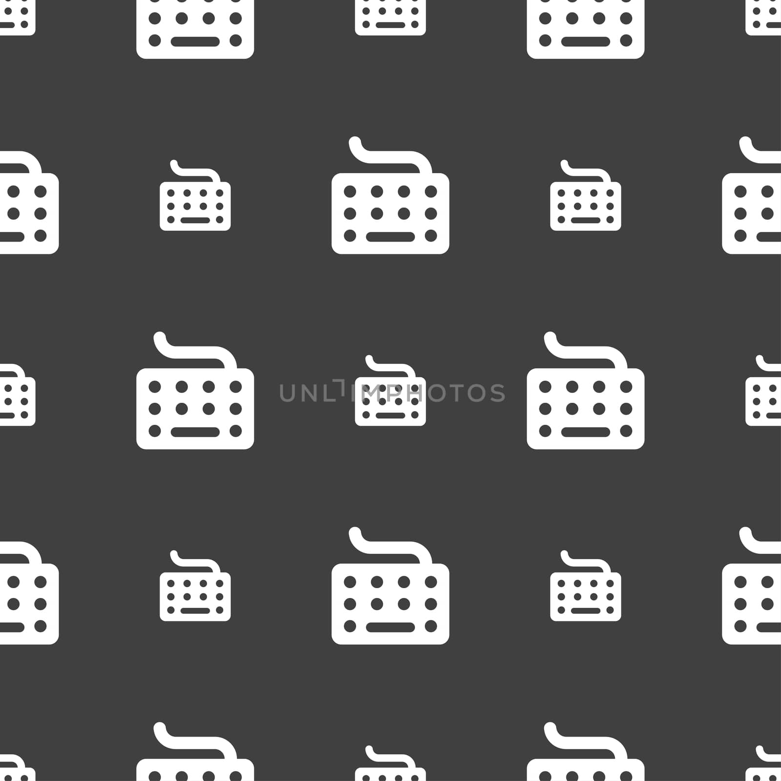keyboard icon sign. Seamless pattern on a gray background.  by serhii_lohvyniuk