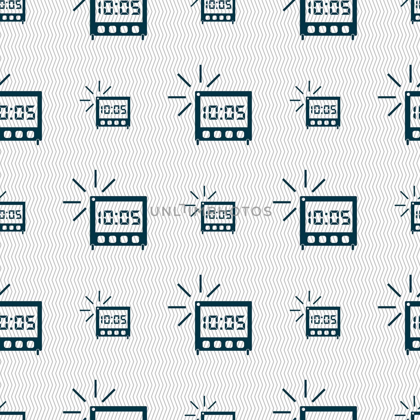 digital Alarm Clock icon sign. Seamless abstract background with geometric shapes.  by serhii_lohvyniuk