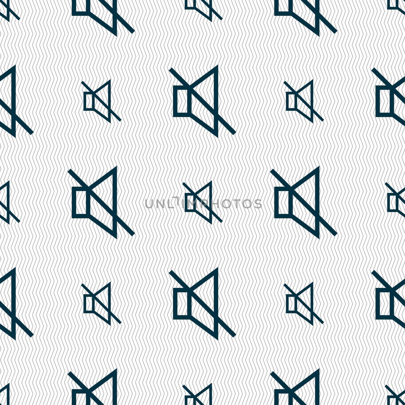 without sound, mute icon sign. Seamless pattern with geometric texture. illustration