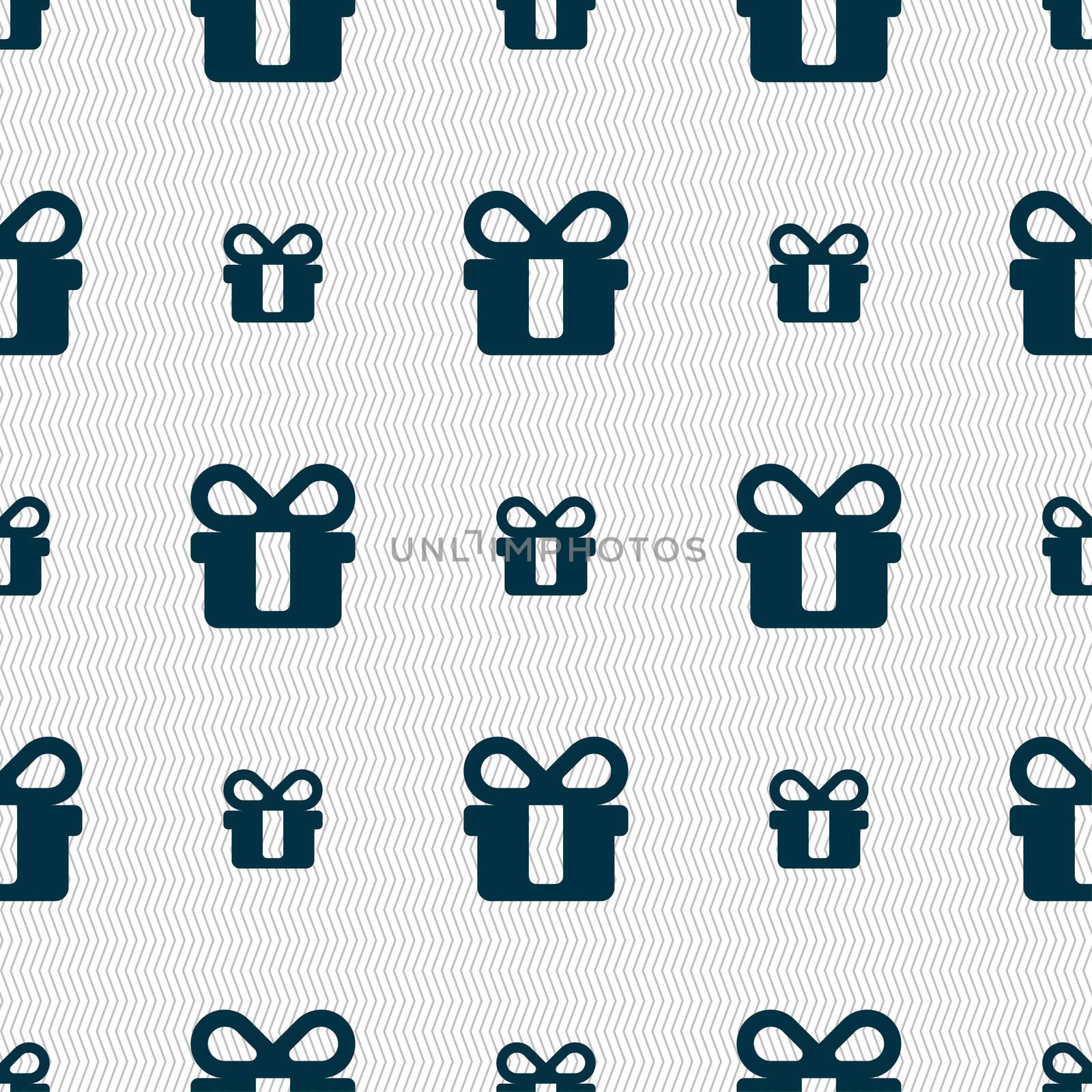 gift icon sign. Seamless pattern with geometric texture. illustration