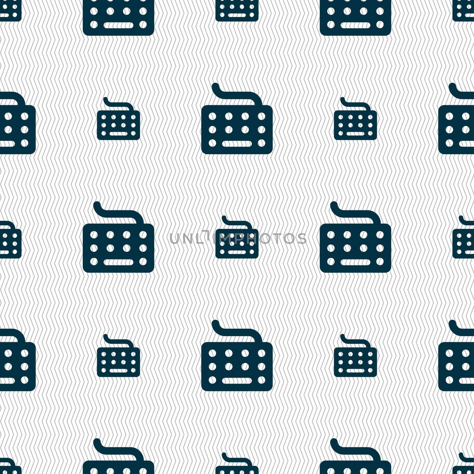 keyboard icon sign. Seamless pattern with geometric texture. illustration
